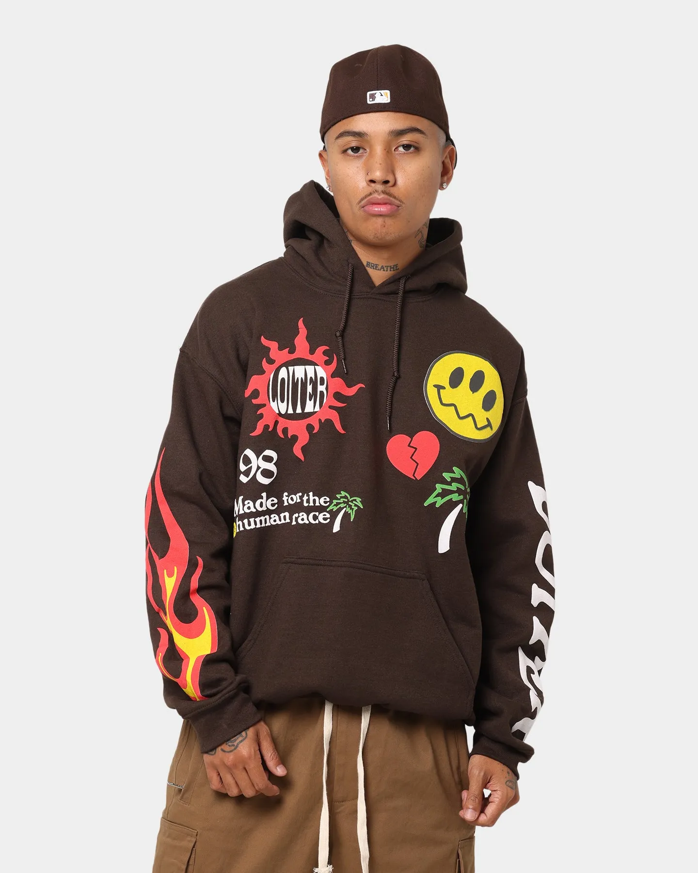Argue Fitted Loiter Euphoric Multi Logo Hoodie Brown