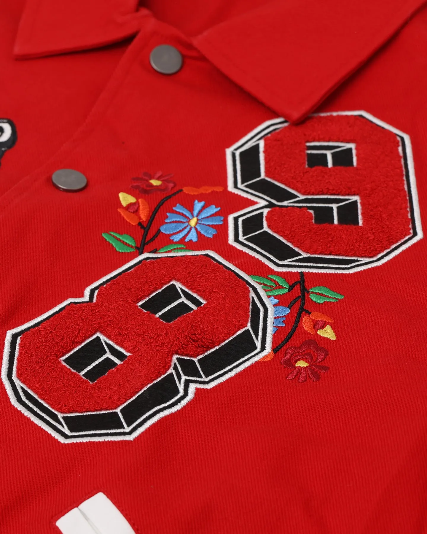 Loiter Flaws Varsity Jacket Red/Off White AdjustableHood