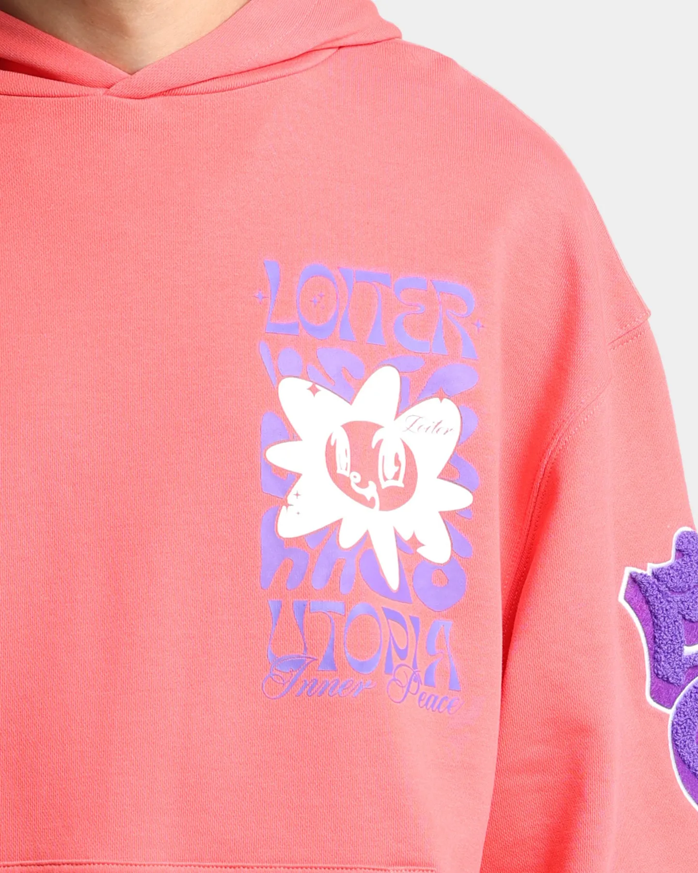 Full Length Zipper Summer Wear Loiter Fleur Hoodie Pink