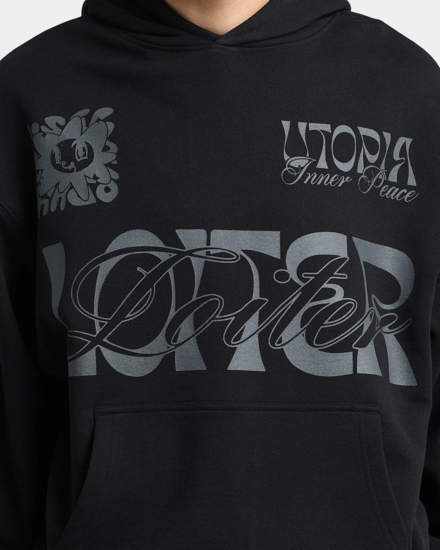 Loiter Inner Peace Hoodie Black Closet Elastic waist