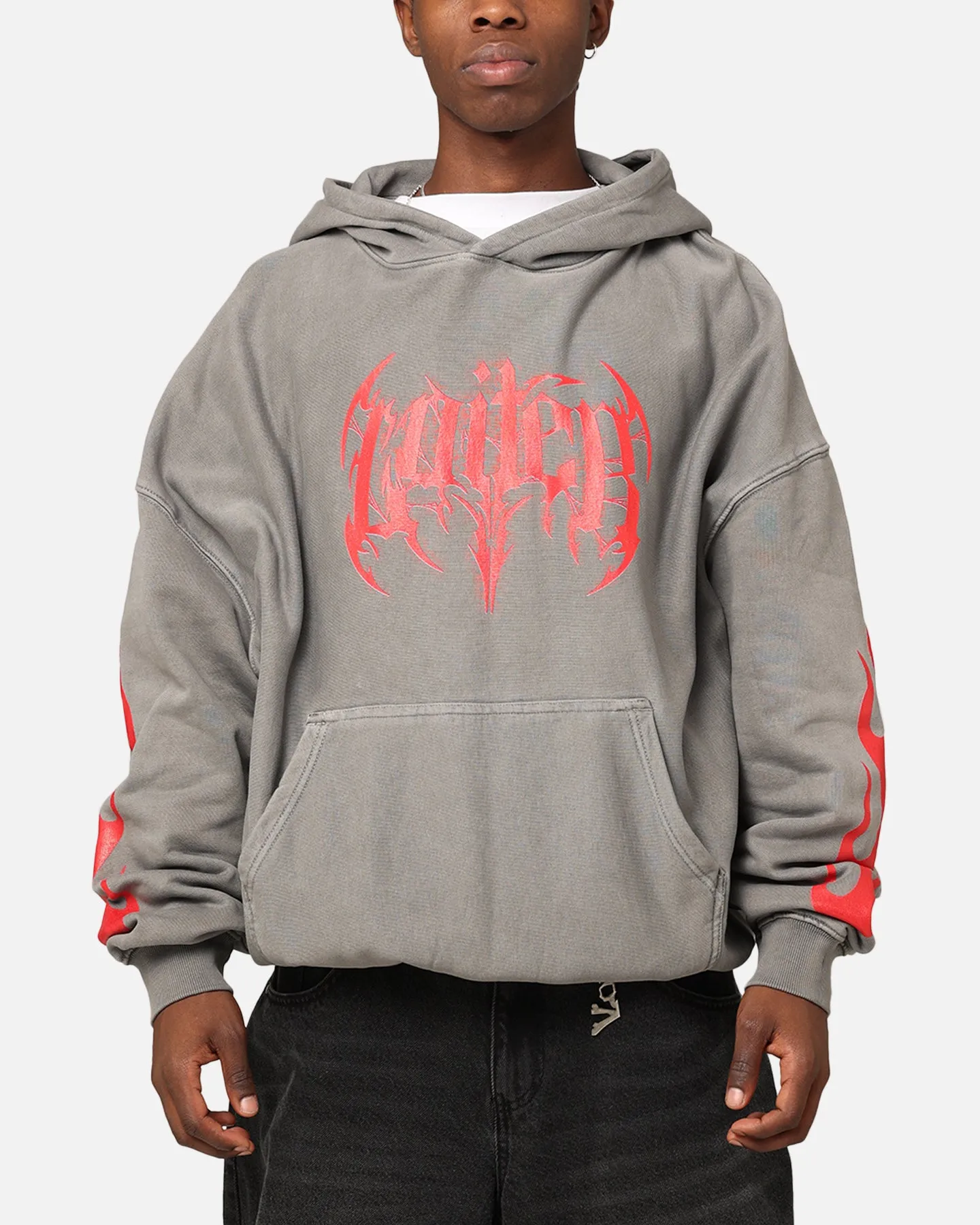 Loiter Metal Hoodie Washed Charcoal Mesh Backed Hood