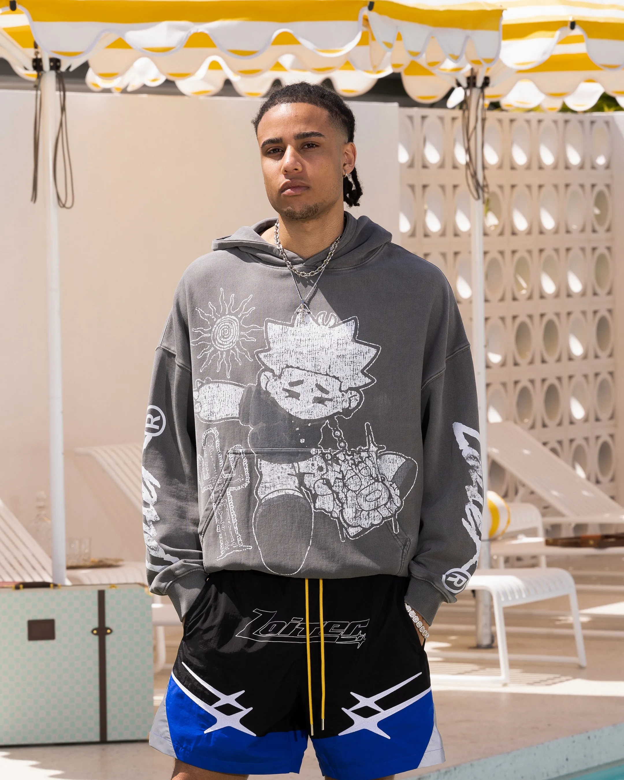 AbrasionResistant Loiter Midsummer Vintage Hoodie Charcoal