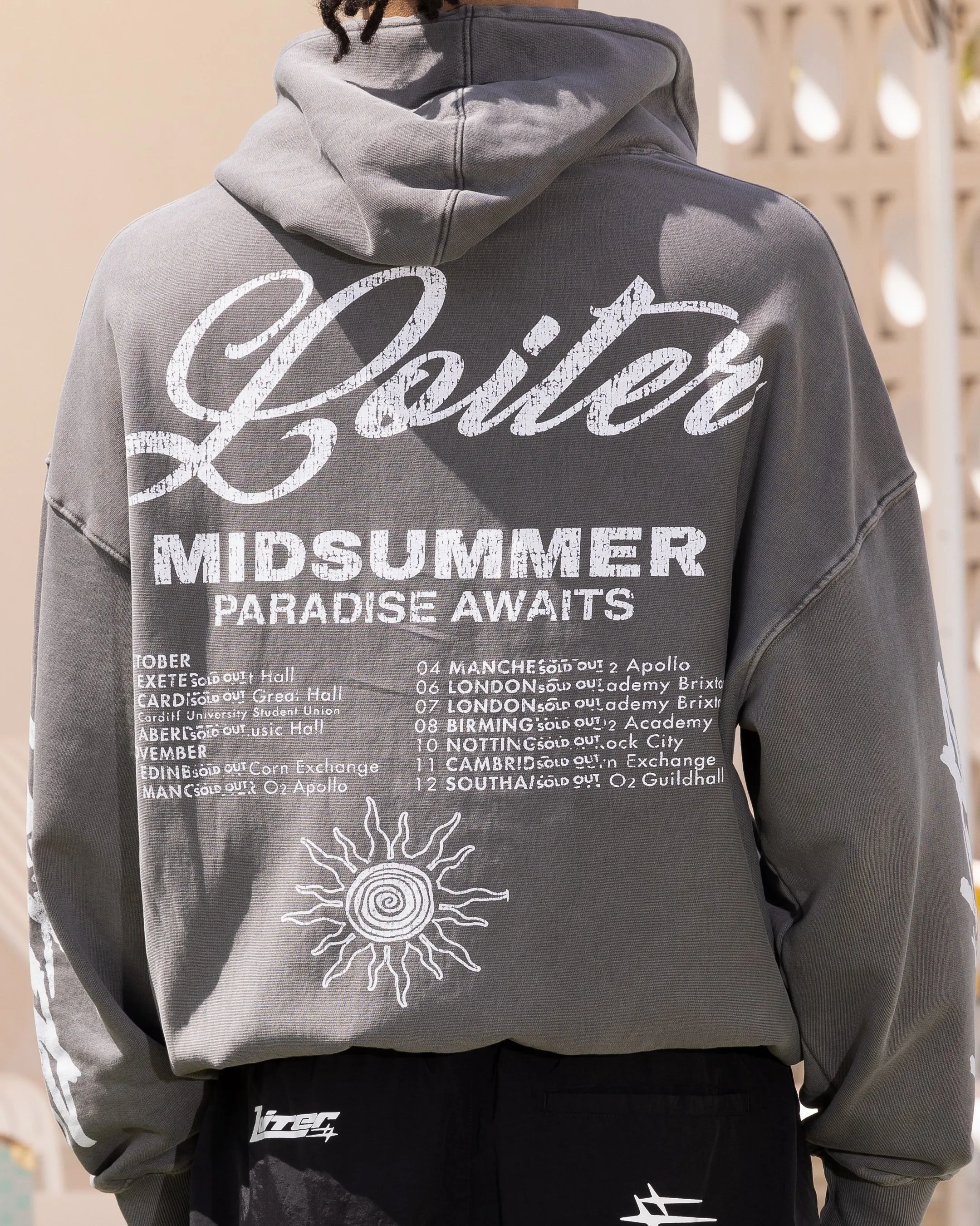 Loiter Midsummer Vintage Hoodie Charcoal Illustrate Compression Strap Adjustment