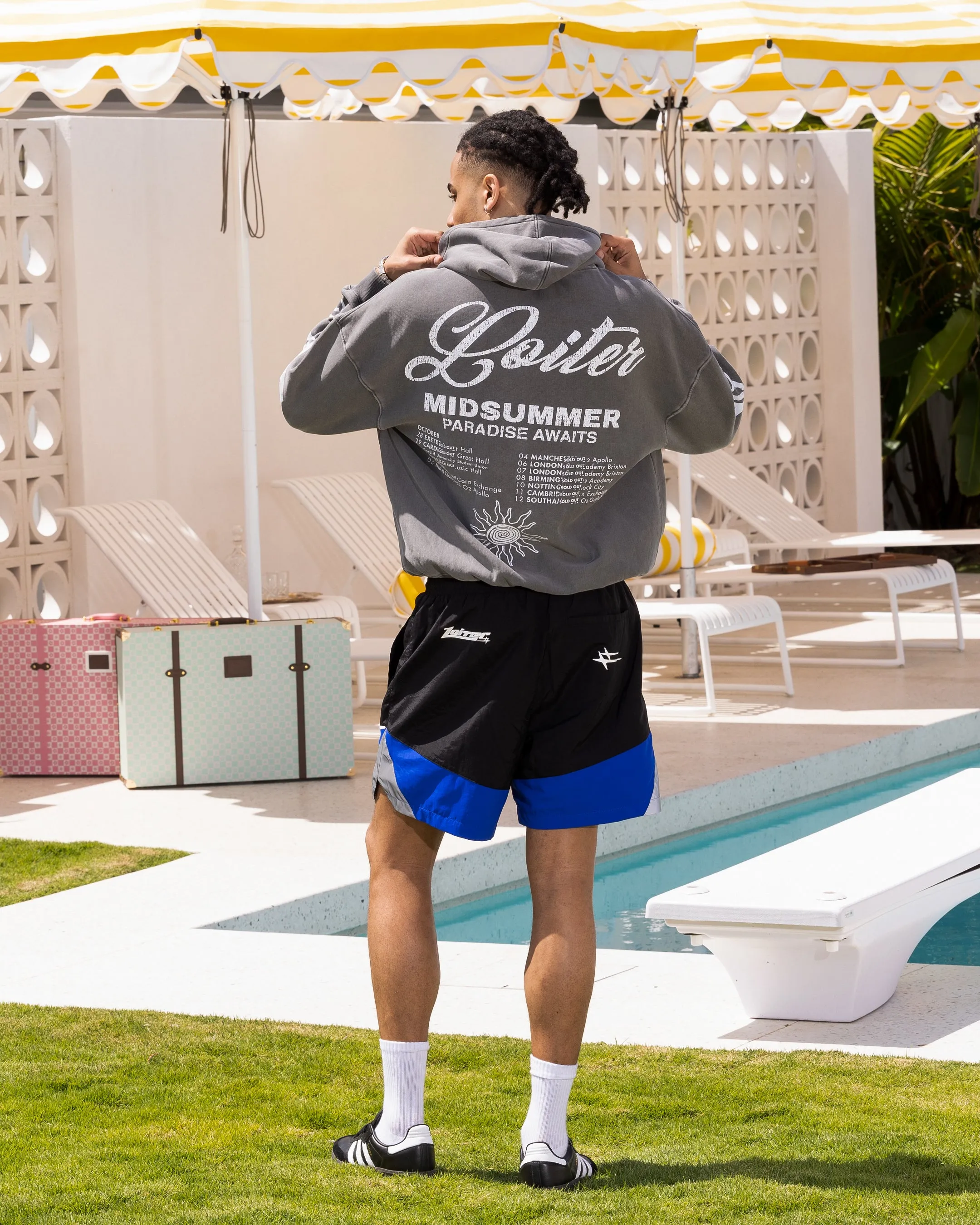 Loiter Midsummer Vintage Hoodie Charcoal suitable for work commutes Inventory