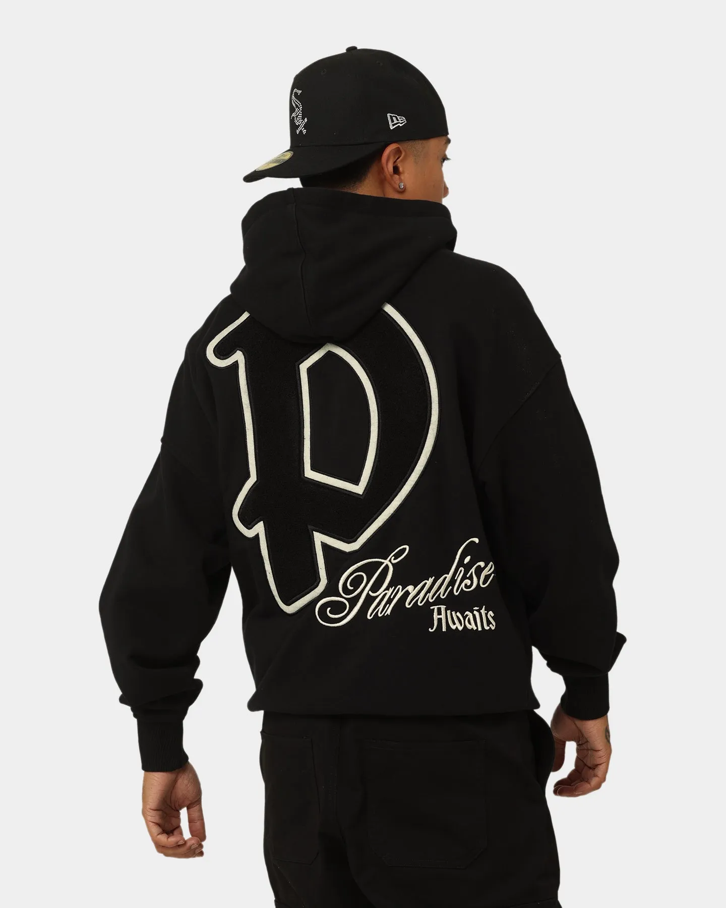 Reinforced Elbow Patches Passport Loiter Paradise Zip Hoodie Off Black