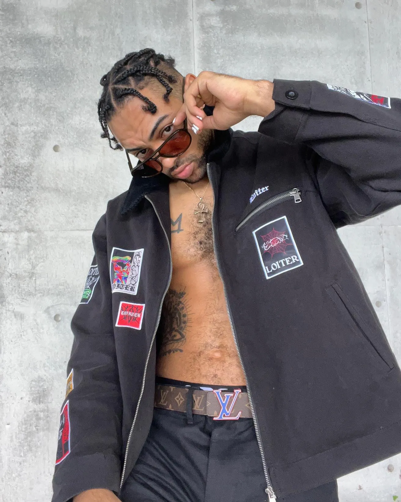 slim Loiter Patchwork Jacket Black