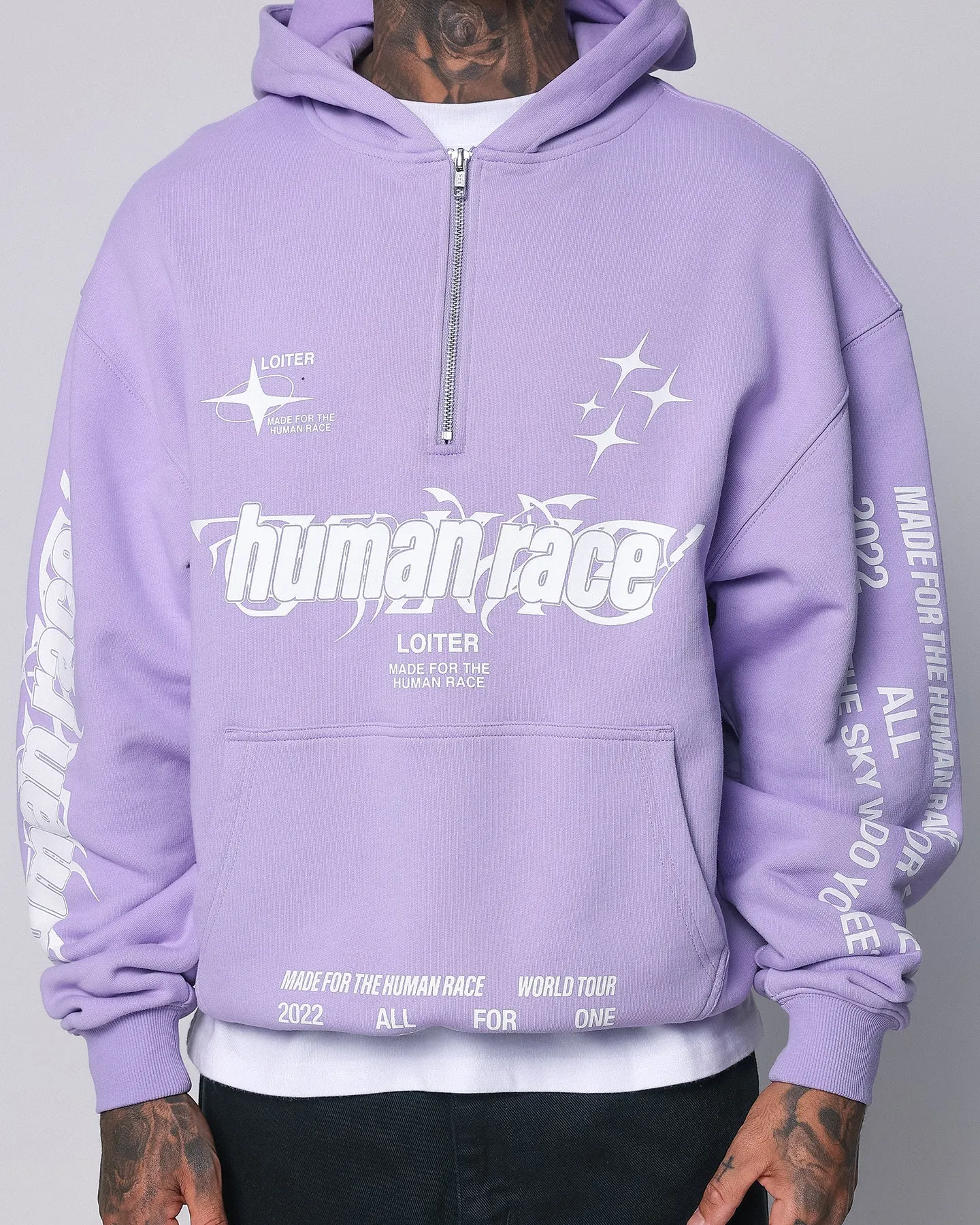 Loiter Rave Zip Hoodie Lilac Slim Silhouette