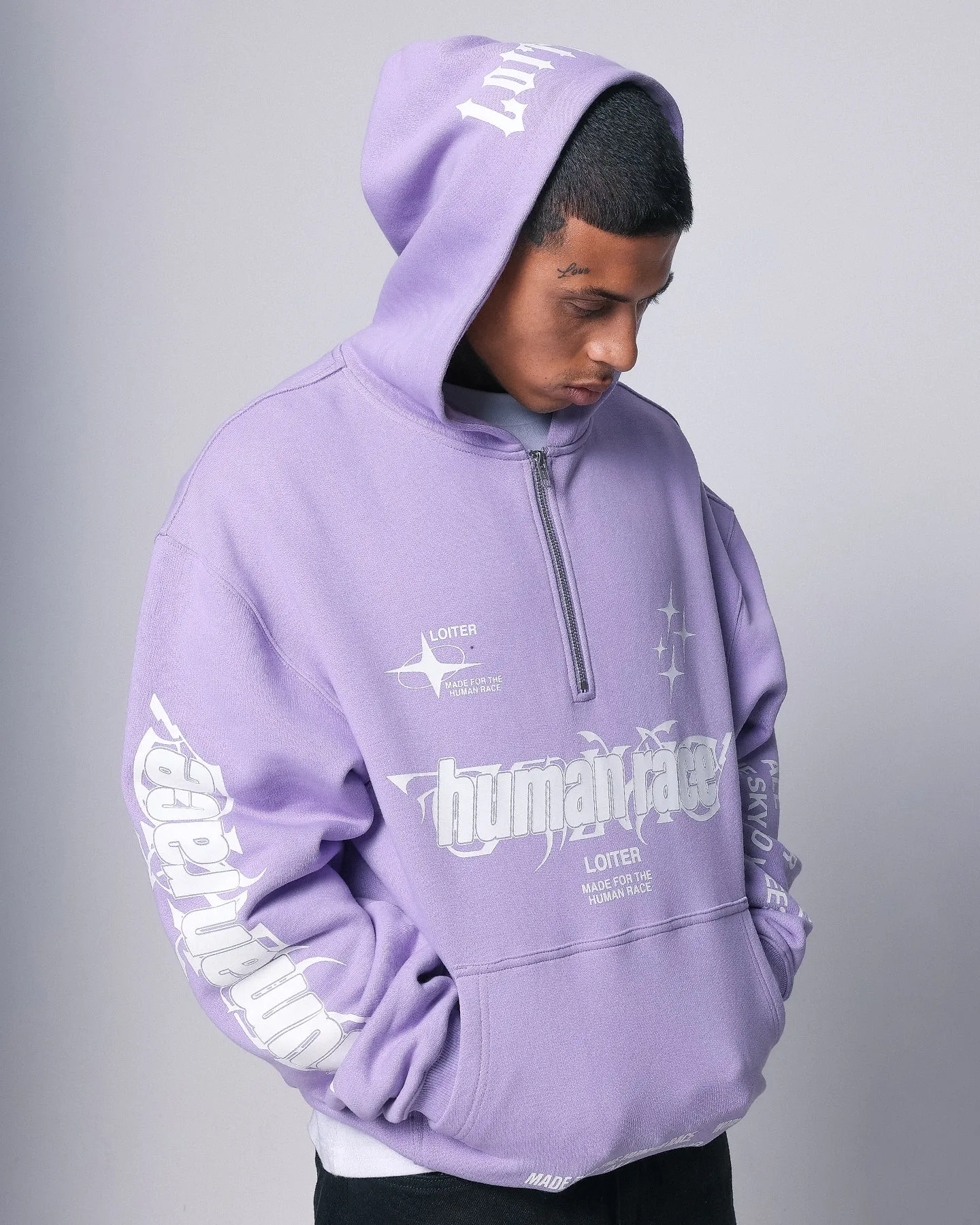 Loiter Rave Zip Hoodie Lilac Comfortable