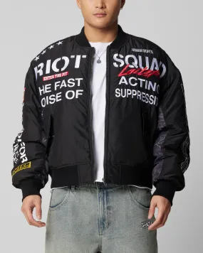 Event Laser Cut Perforations Loiter Riot Squad Bomber Jacket Black