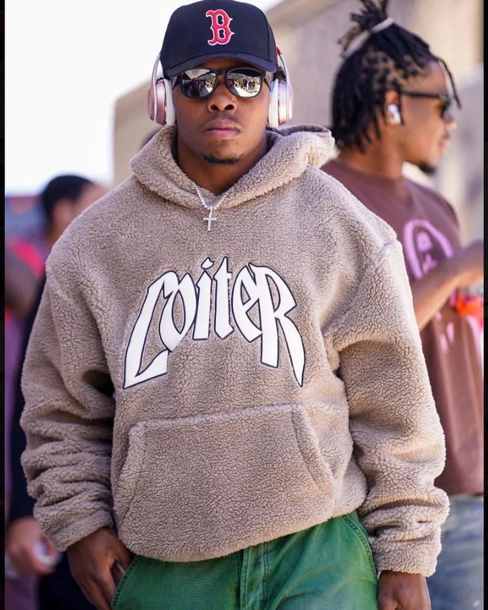 Loiter Sherpa Hoodie Tan Customizable Fit