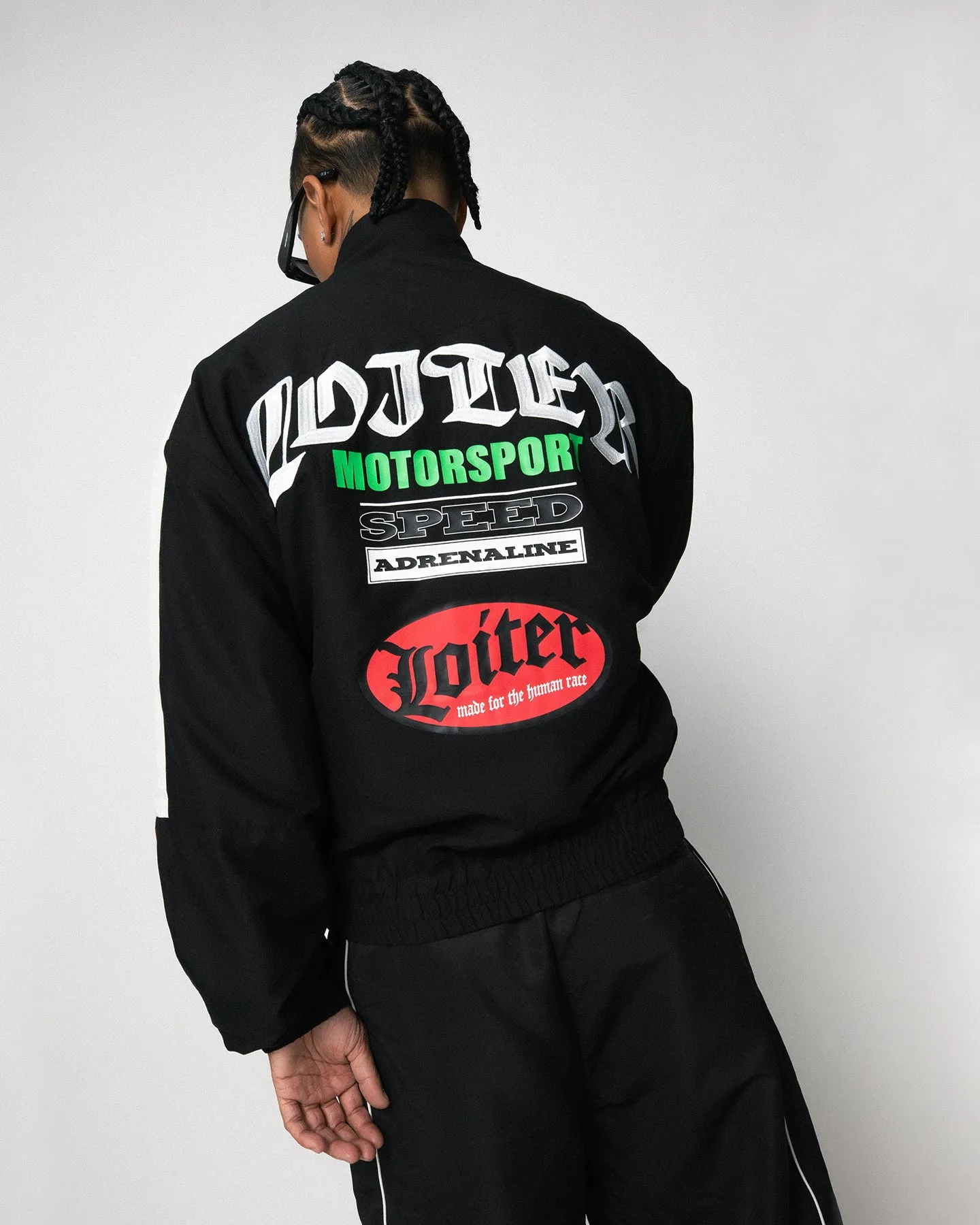 UltraLight Packable Design Merchandise Loiter Speedway Windbreaker Jacket Black