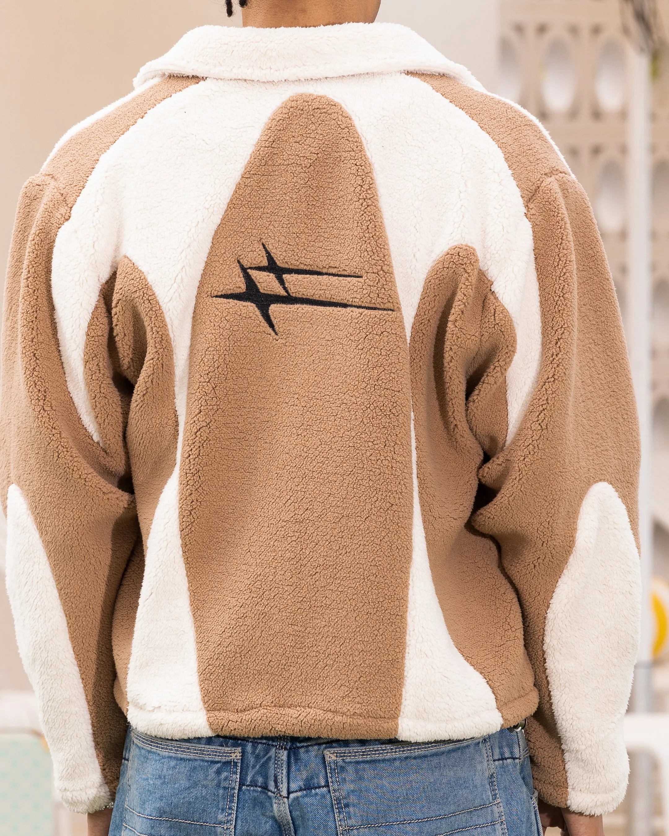 Loiter Spire Fleece Jacket Dark Tan/Ecru Soft Texture