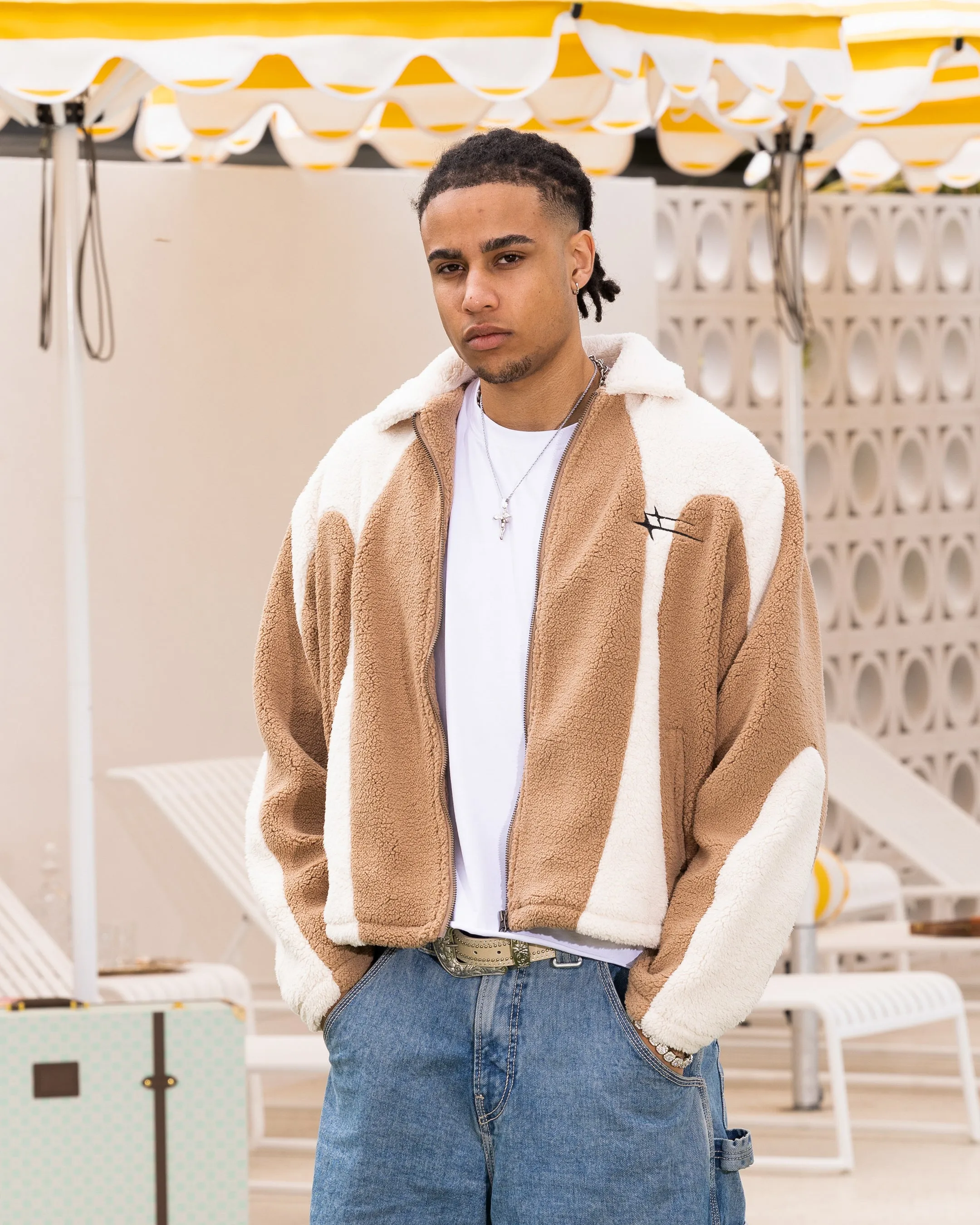 Loiter Spire Fleece Jacket Dark Tan/Ecru Imagine Grow