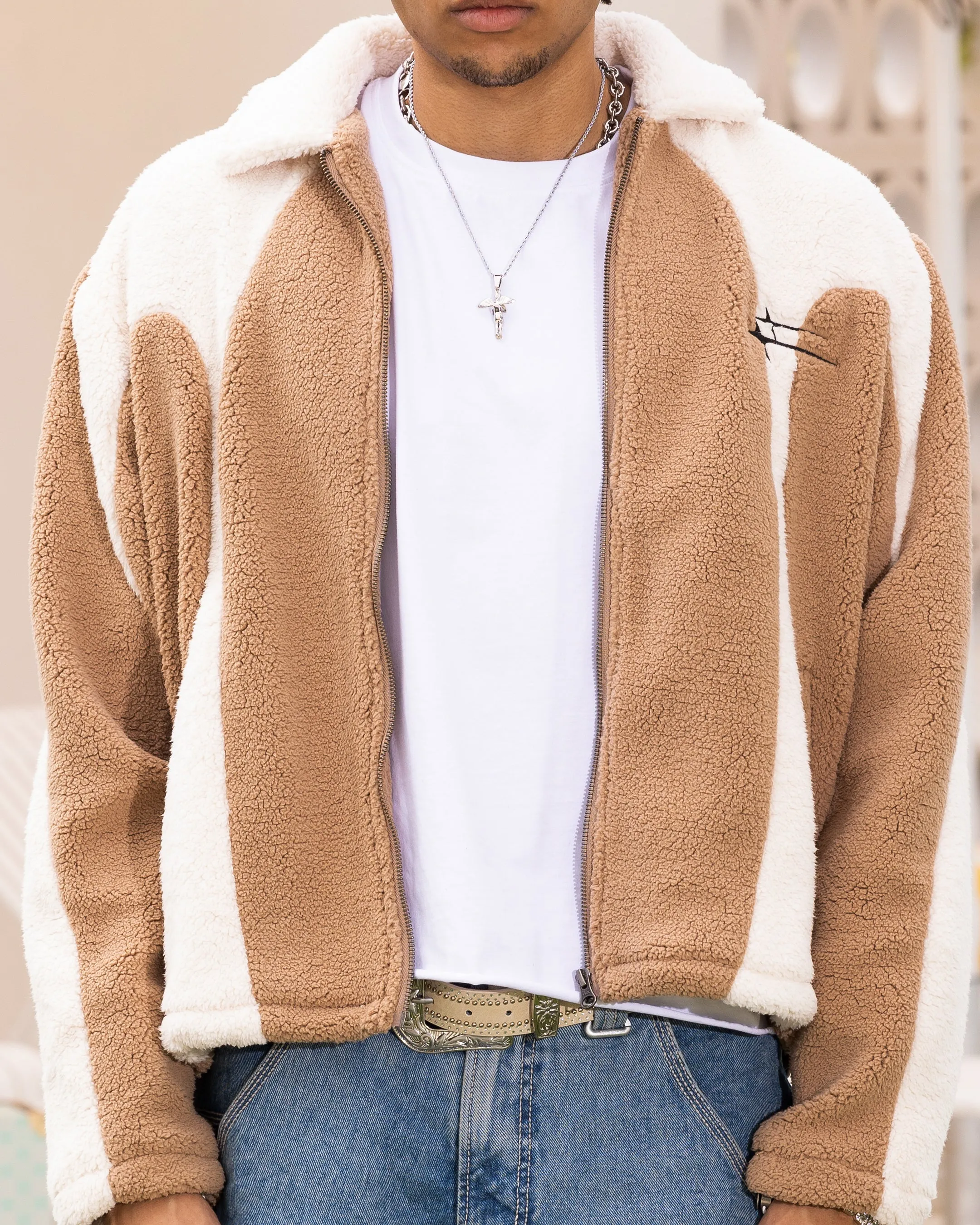 Light Function Heat Reflective Tech Loiter Spire Fleece Jacket Dark Tan/Ecru