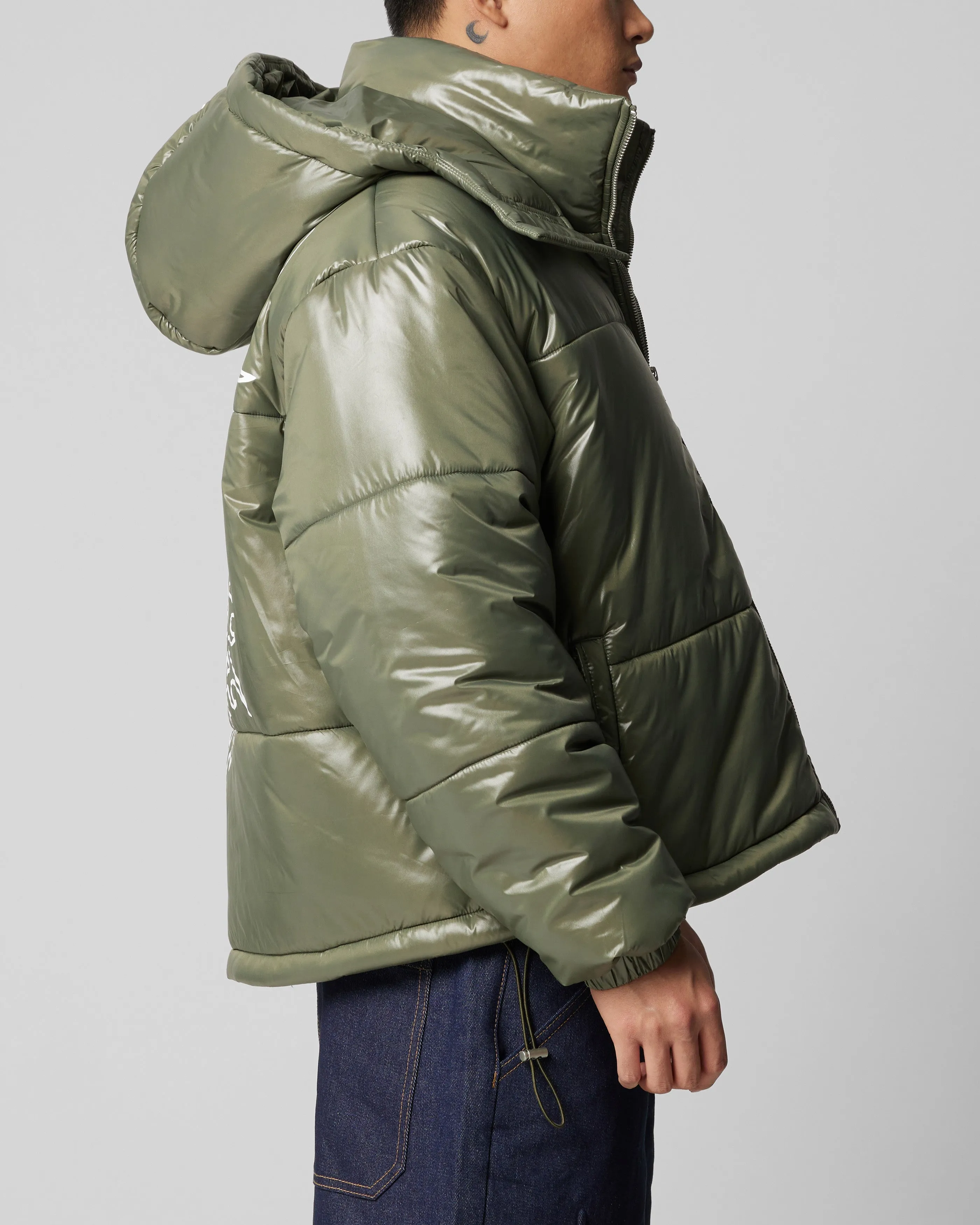 Loiter Star Born Puffer Jacket Green Checkered Mindfulness