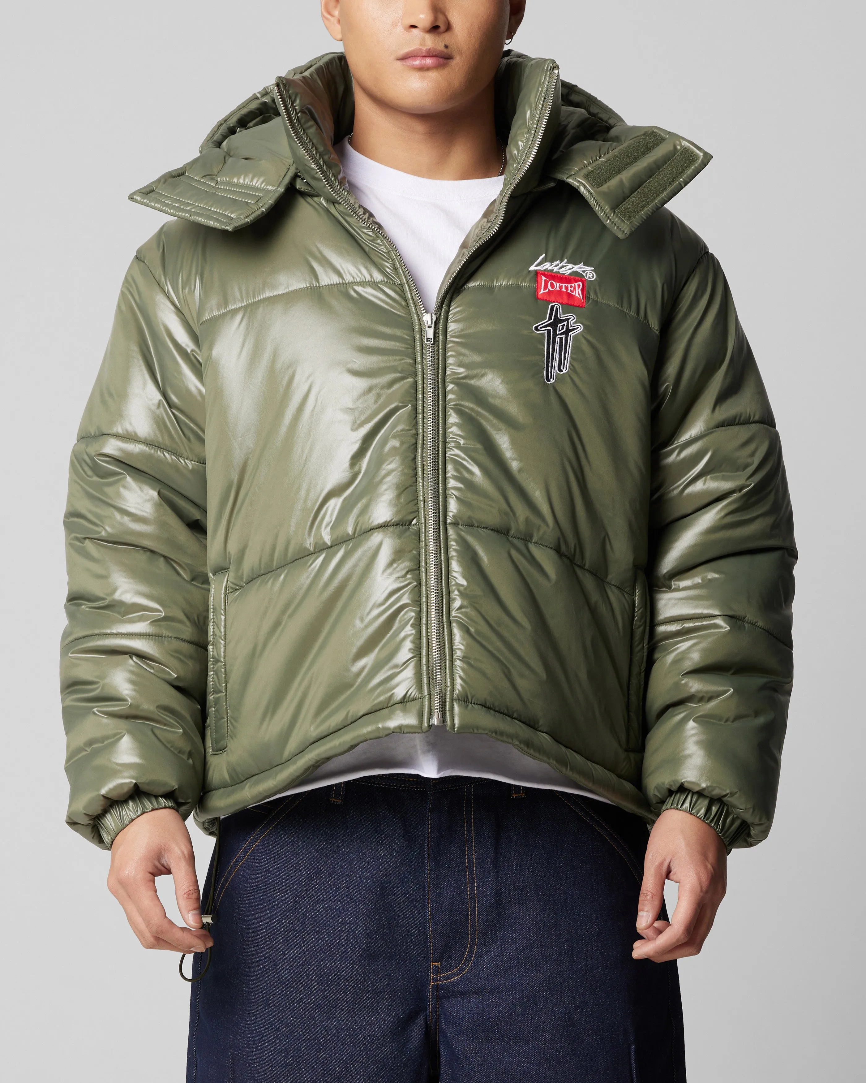 Core Look Silk Loiter Star Born Puffer Jacket Green