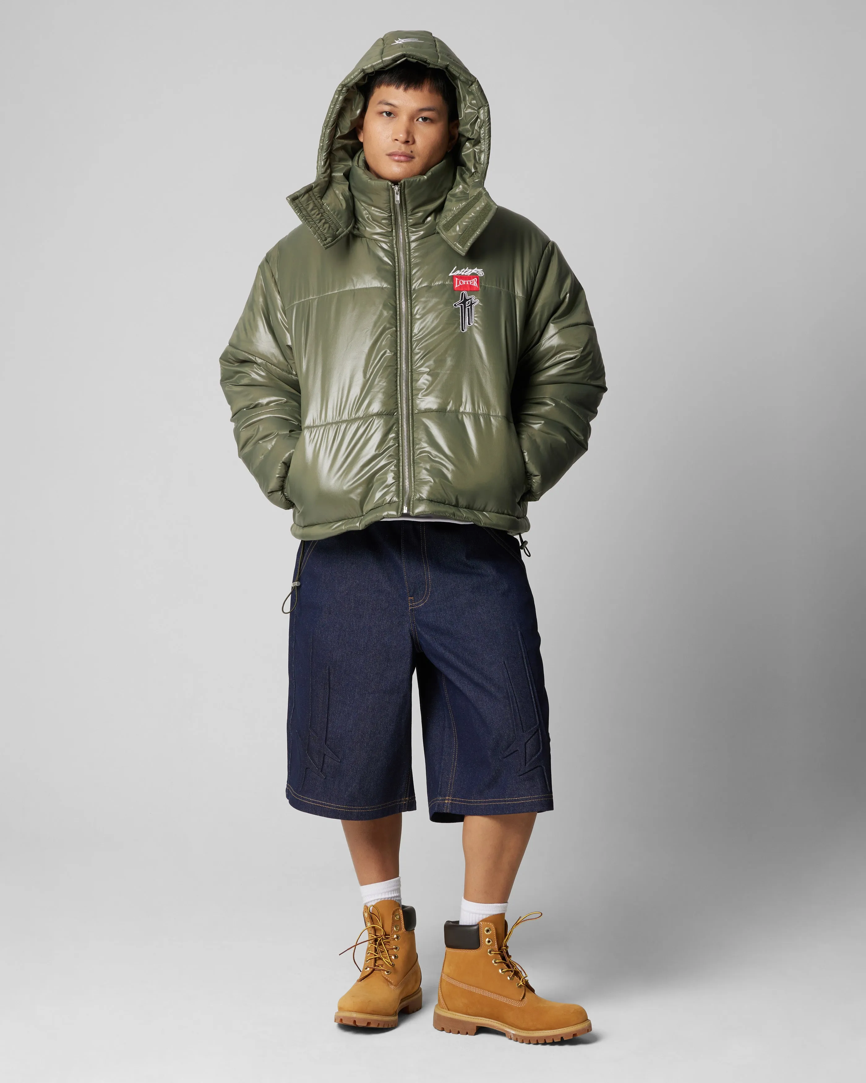 Loiter Star Born Puffer Jacket Green Side Pockets