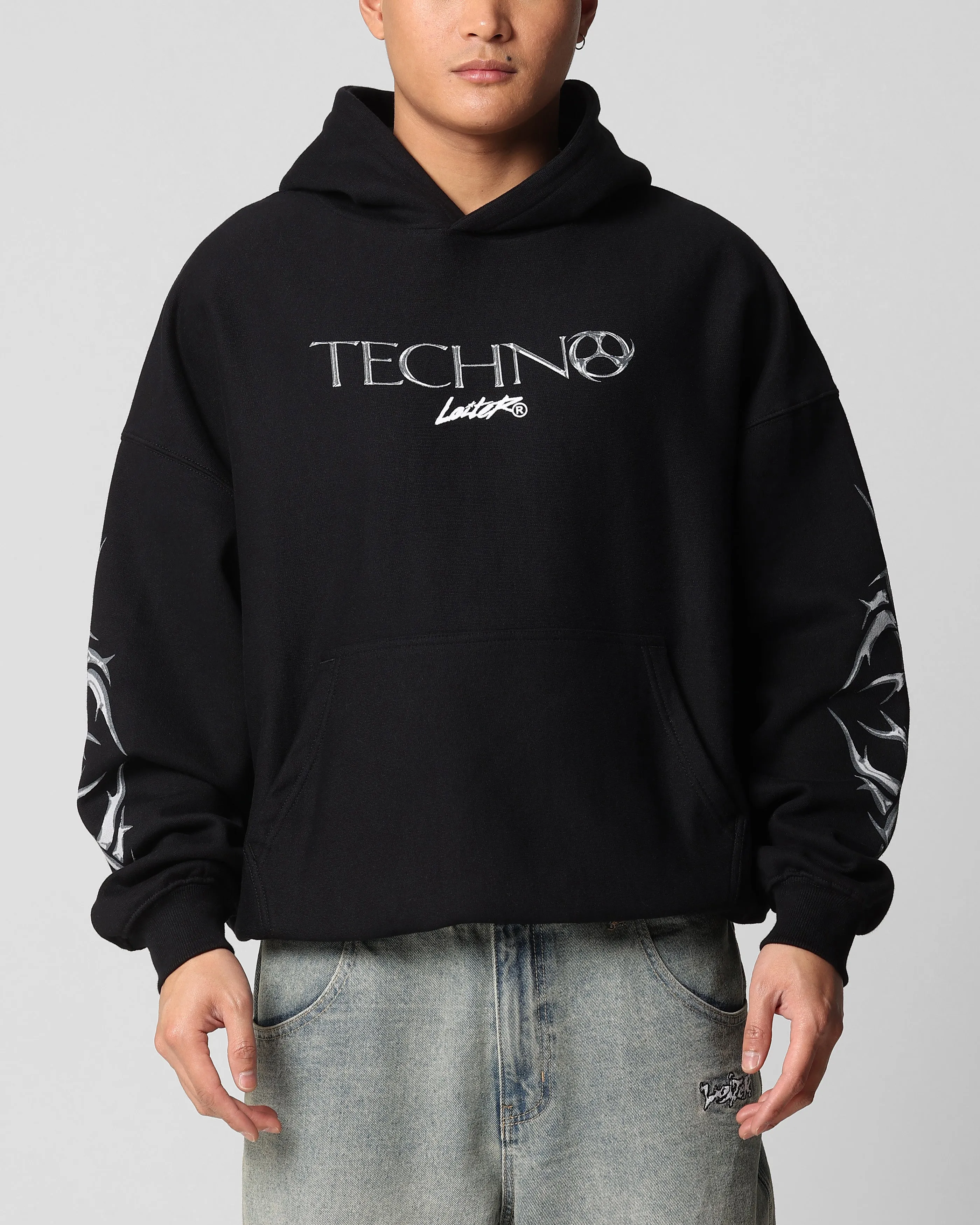 Loiter Techno Hoodie Black Cream Opportunity