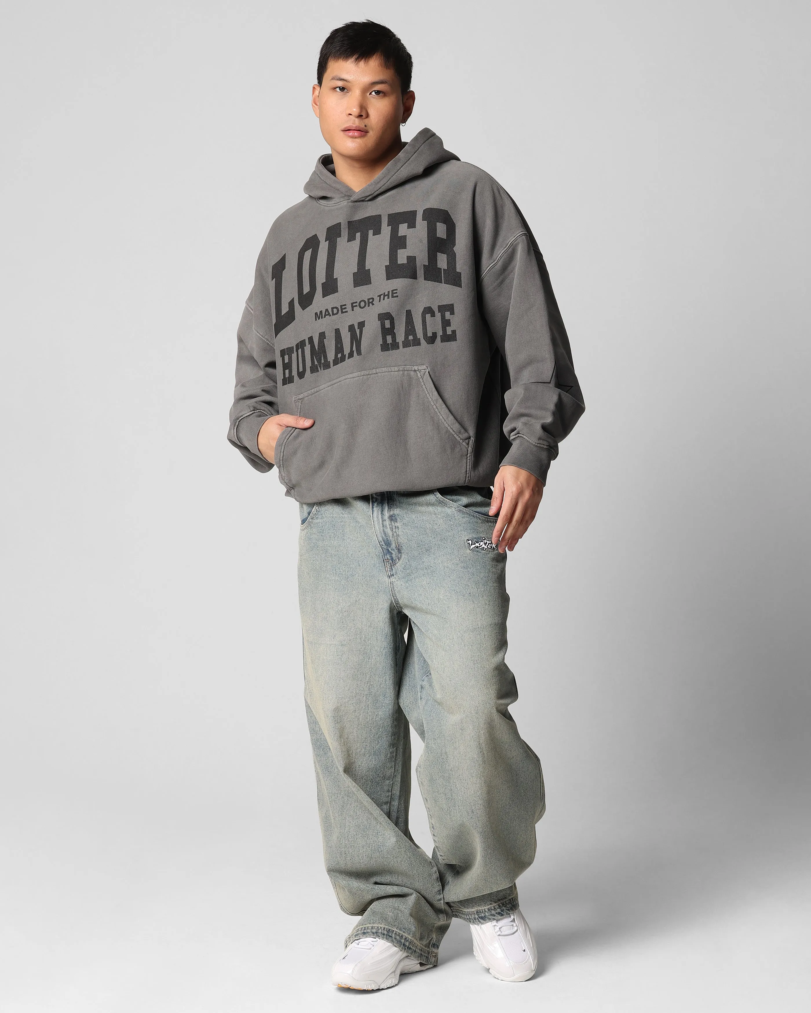 Loiter Training Day Hoodie Washed Charcoal Sustain