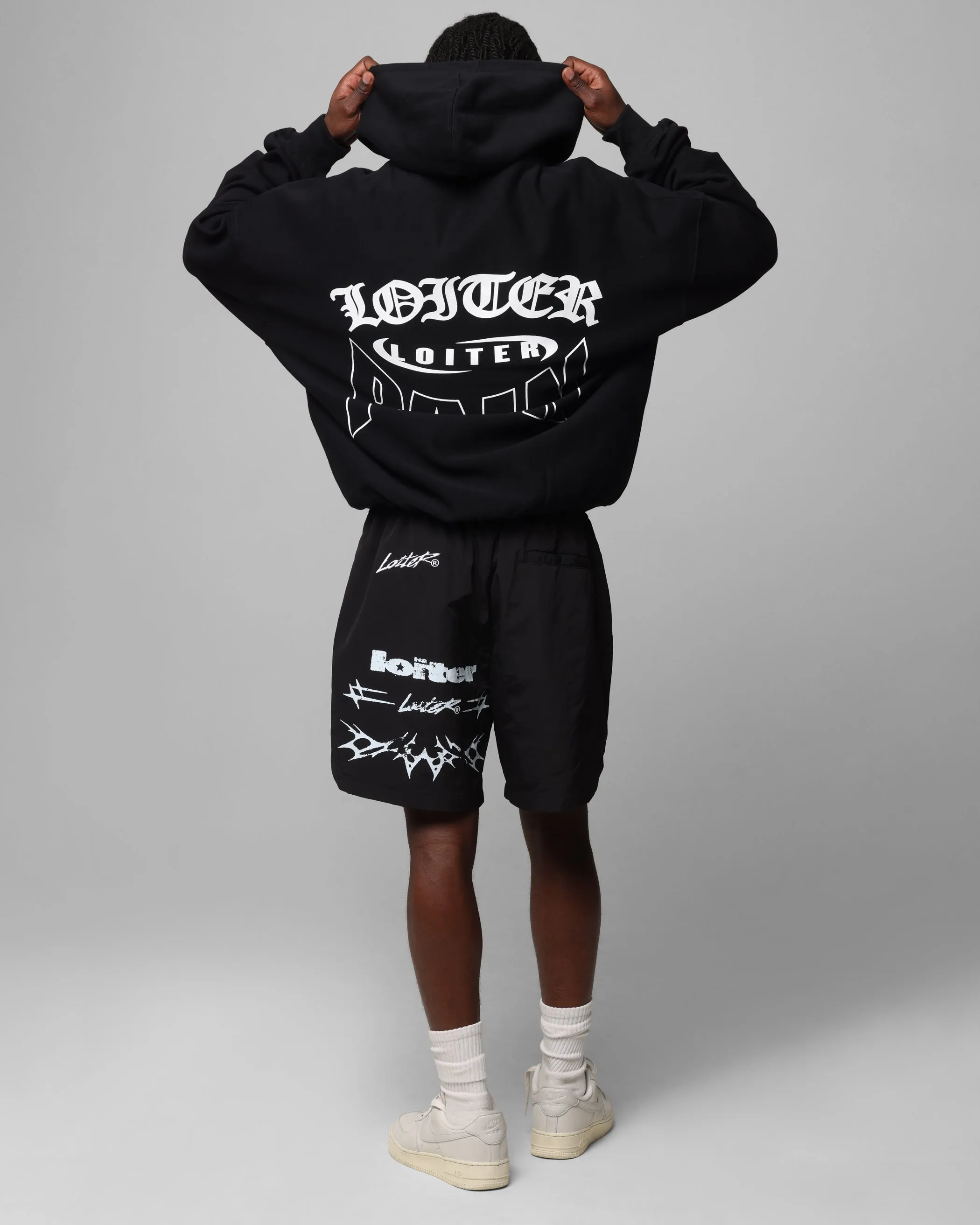 Windproof Outer Layer Packable Feature Loiter Ultimate Pain Hoodie Black