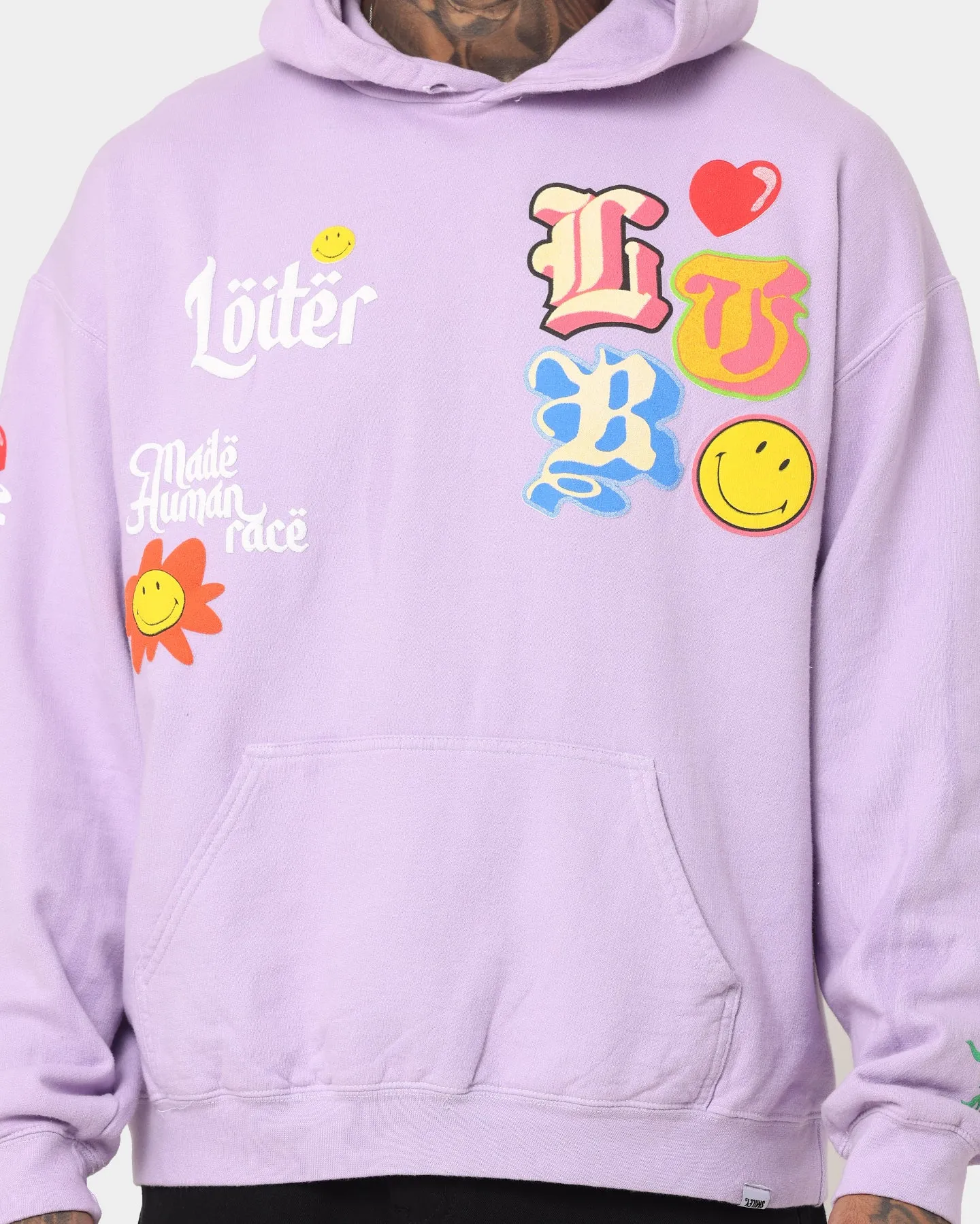 car Loiter X Smiley Logo Puff Print Hoodie Lilac
