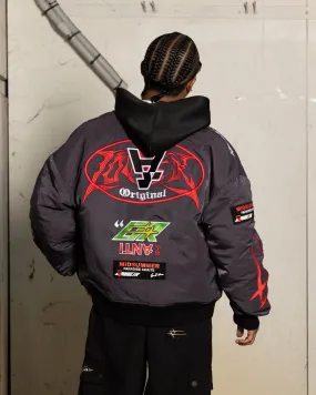 Protective Style Softshell Fabric Loiter X The Anti Order Racer Bomber Jacket Charcoal