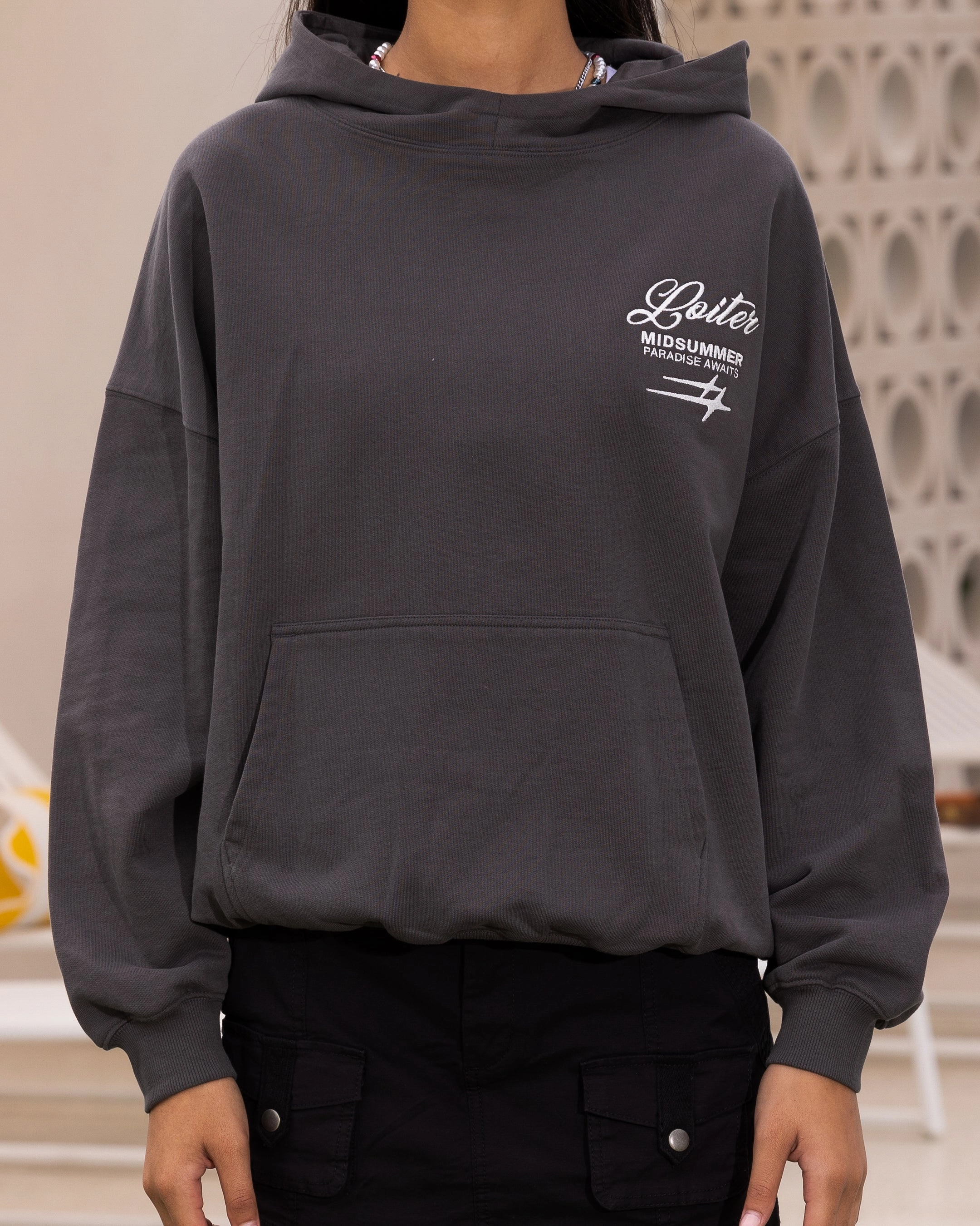 Light Padding Package Loiter Alter Hoodie Charcoal