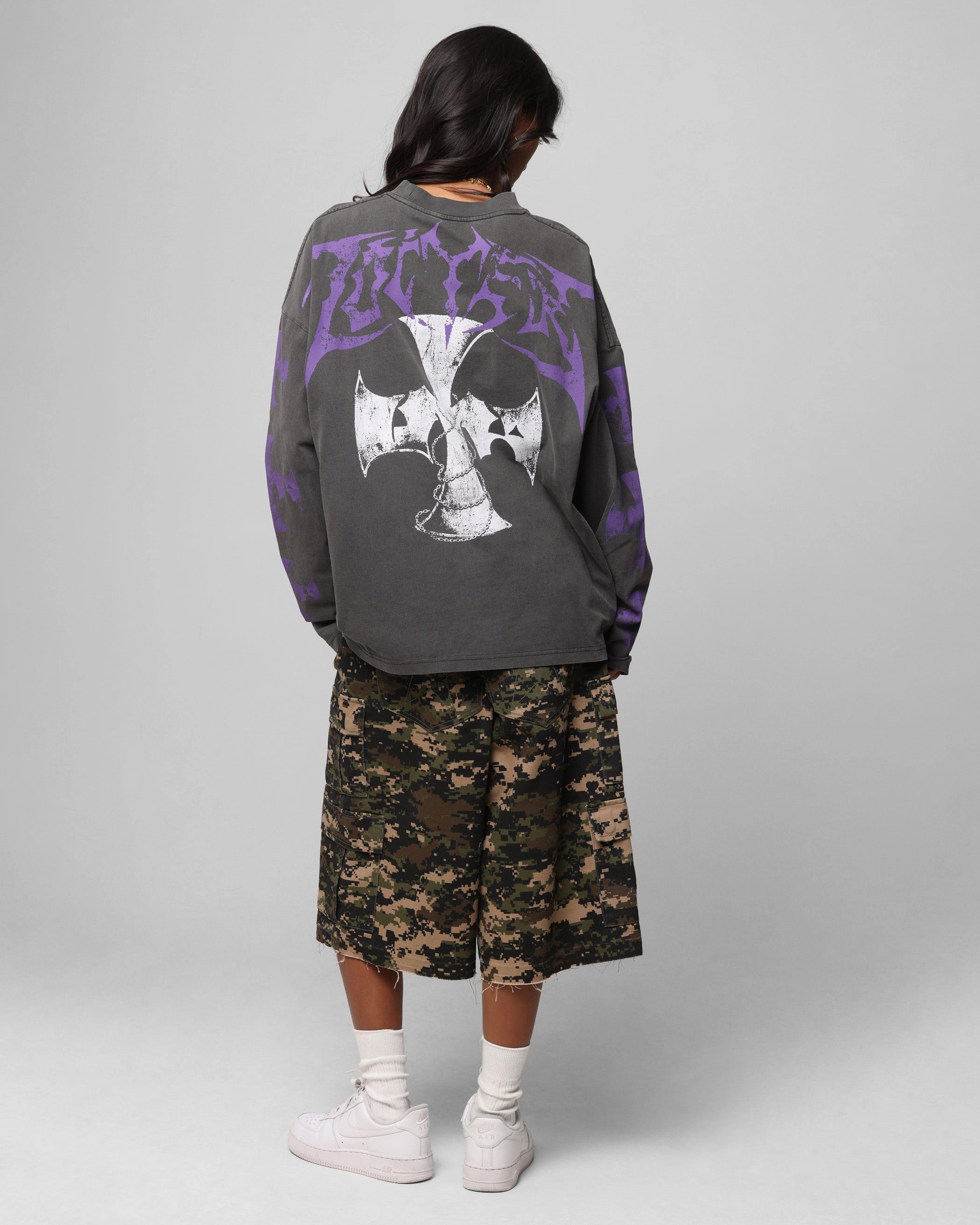 Loiter Angel Number Long Sleeve T-Shirt Charcoal Cozy Style