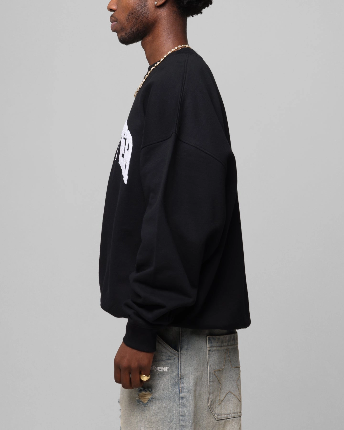 Loiter Arch Premium Crewneck Black Knit Look Cozy Choice