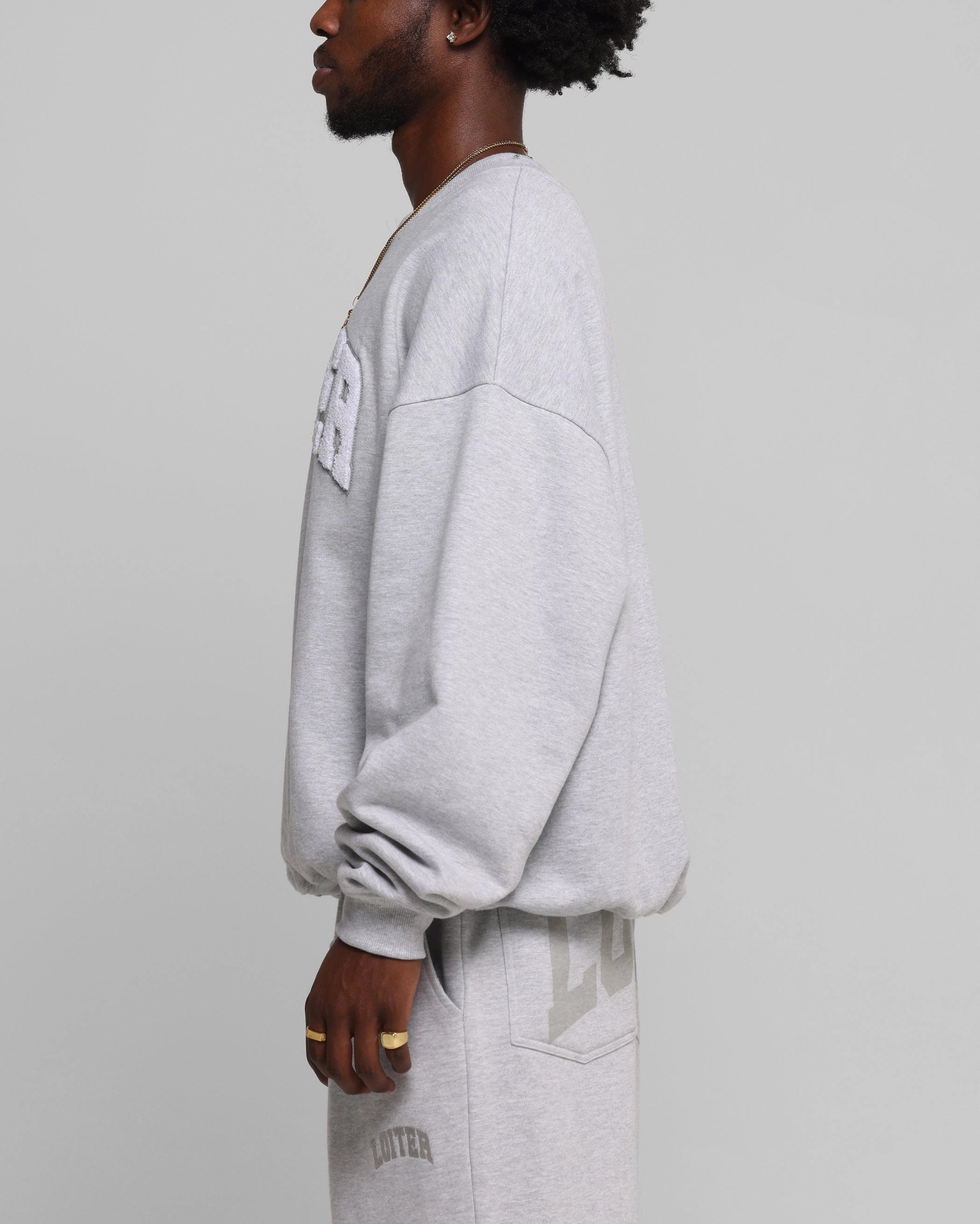 Loiter Arch Premium Crewneck Grey Anti Snag Fabric Effortless Fashion