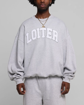 Adjustable drawstring Warm Touch Loiter Arch Premium Crewneck Grey