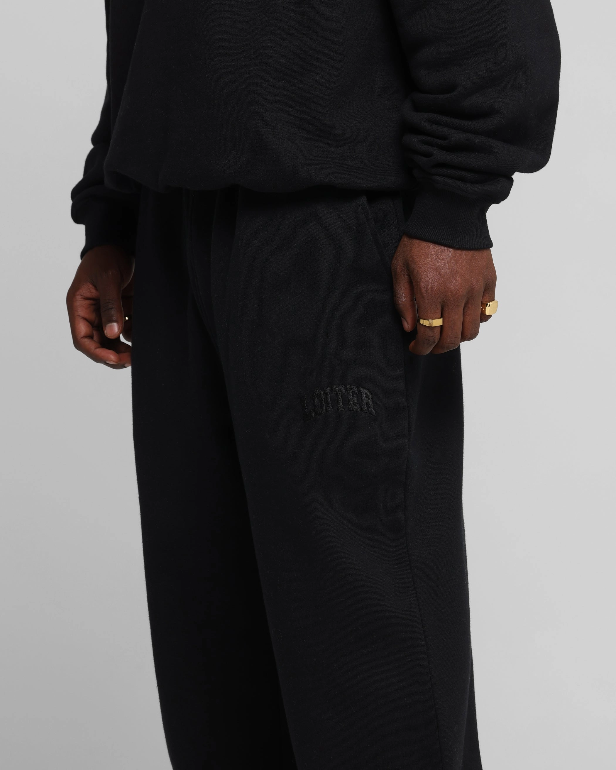 Abrasion Resistant Material Loiter Arch Premium Sweat Pants Black