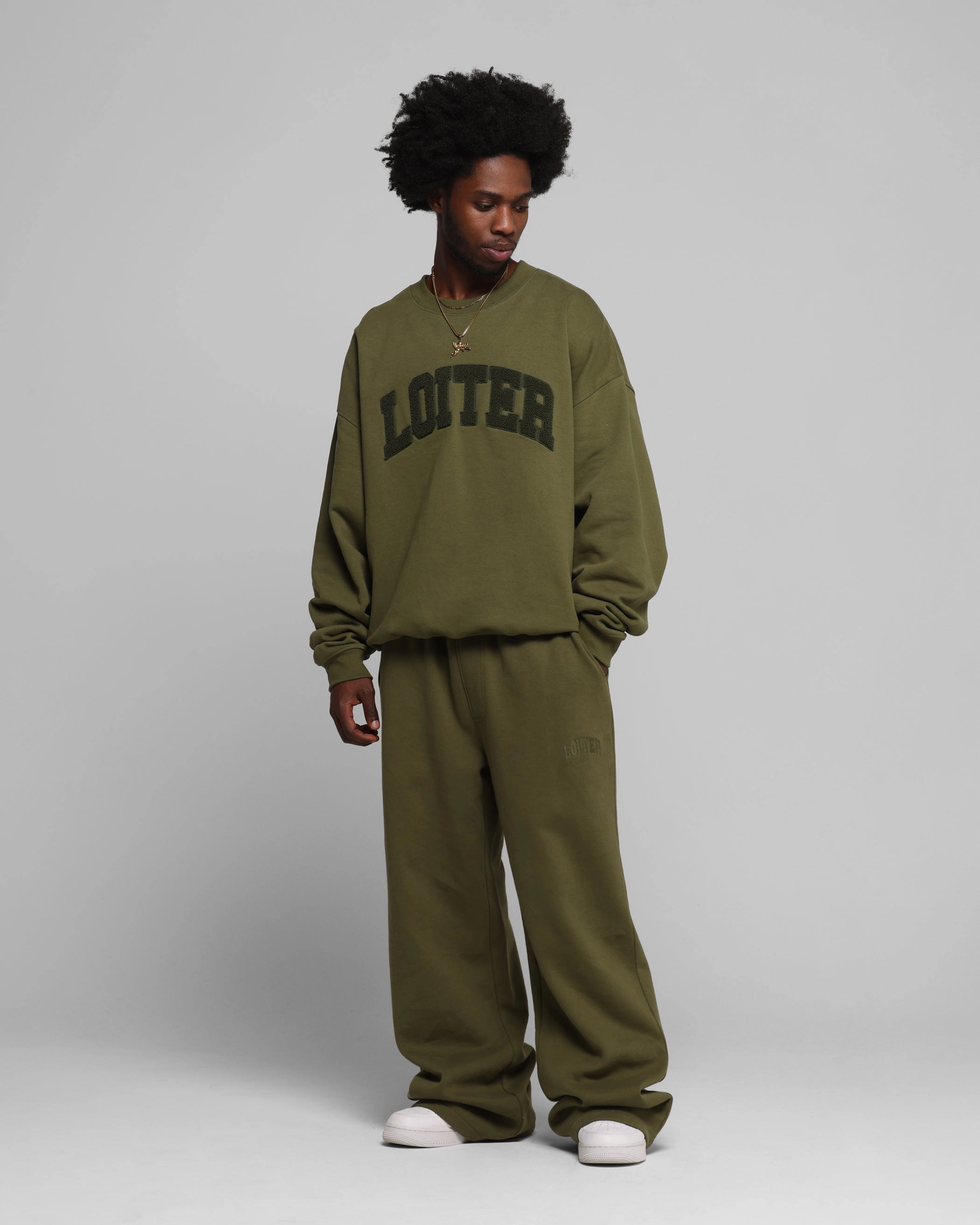 Loiter Arch Premium Sweat Pants Khaki Essential Comfort Wear