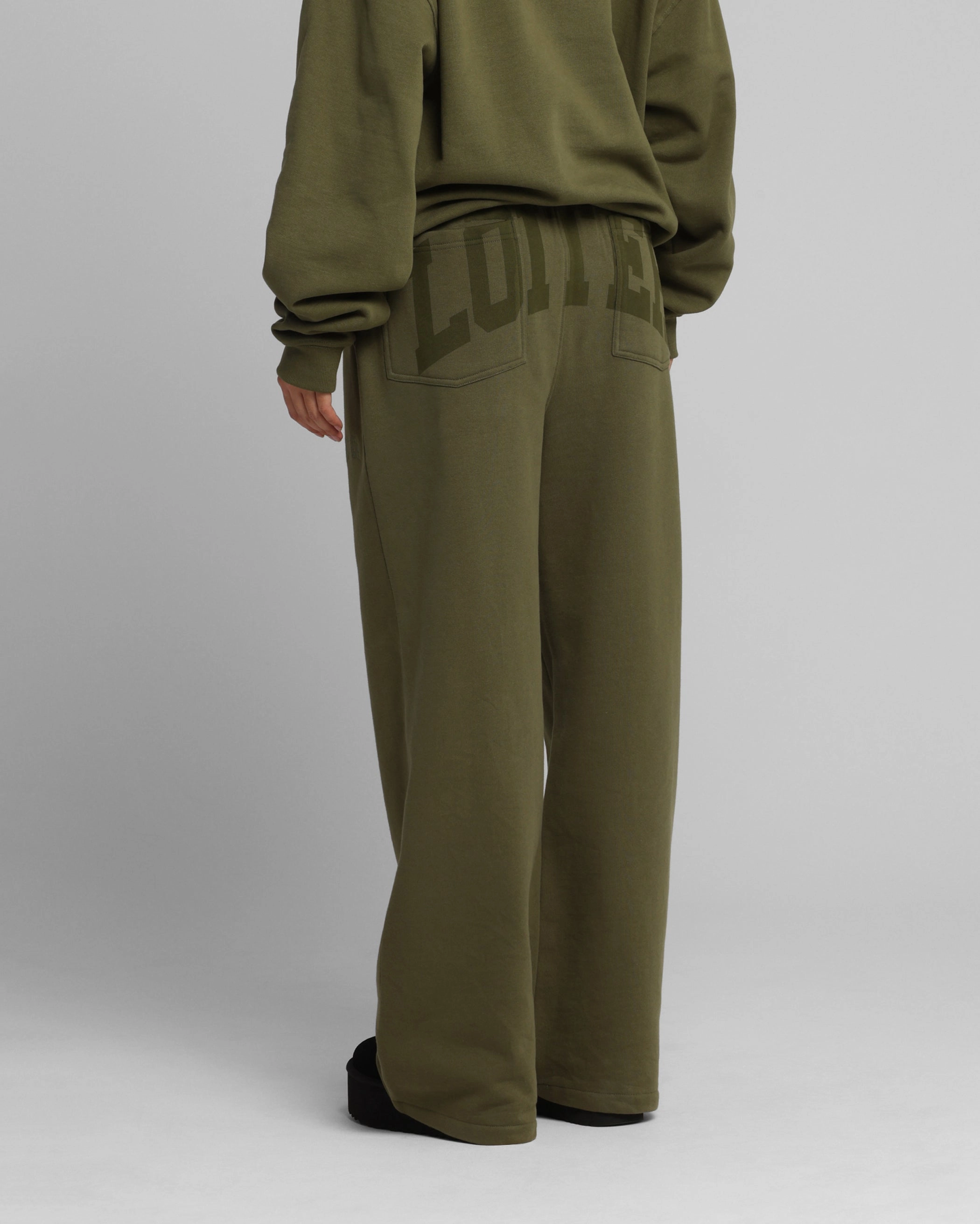 Loiter Arch Premium Sweat Pants Khaki AdjustableDrawstring Functional Comfort