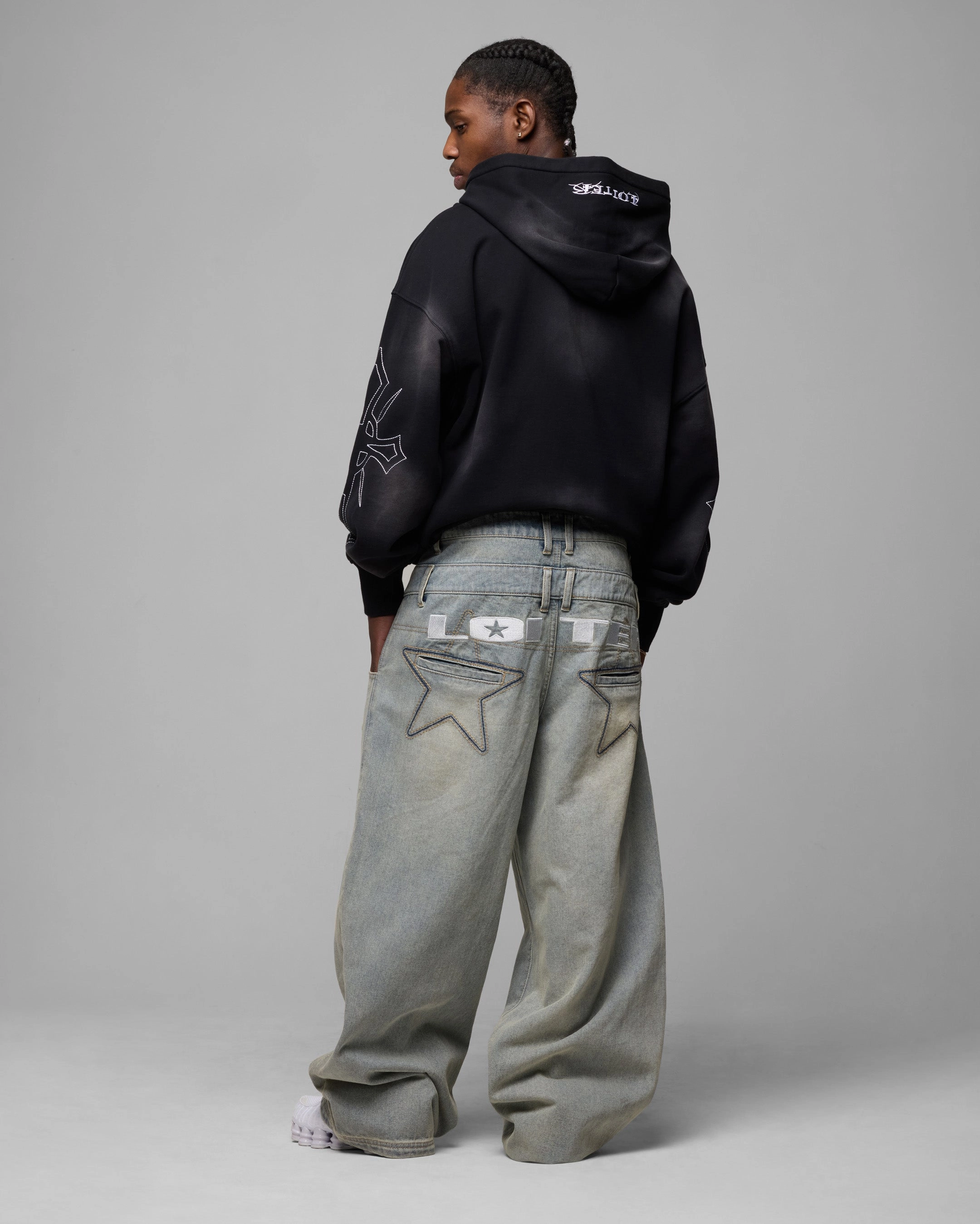 Loiter Atmosphere Full Zip Hoodie Vintage Black painting clothes Monogrammable