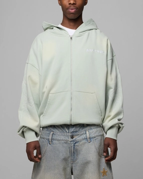 suitable for cultural festivals Abrasion Resistant Material Loiter Atmosphere Full Zip Hoodie Washed Green