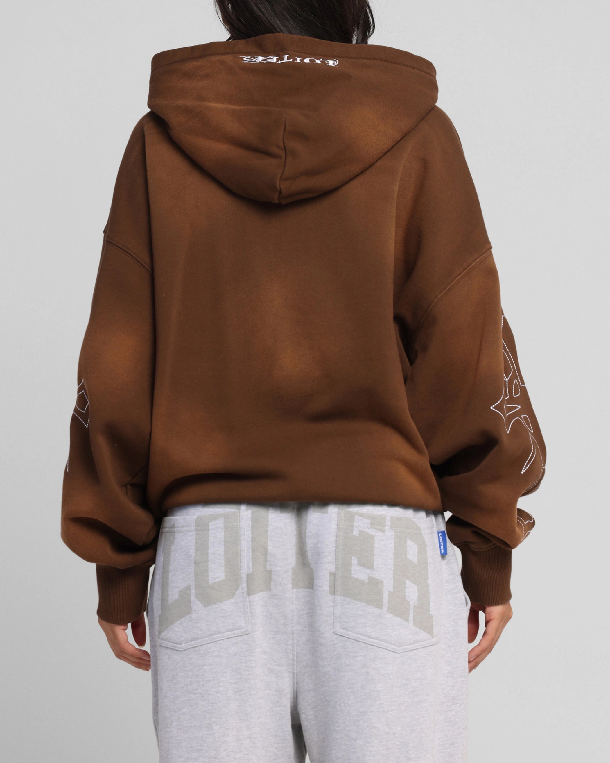 Loiter Atmosphere Zip Hoodie Vintage Brown Mirror Vegan