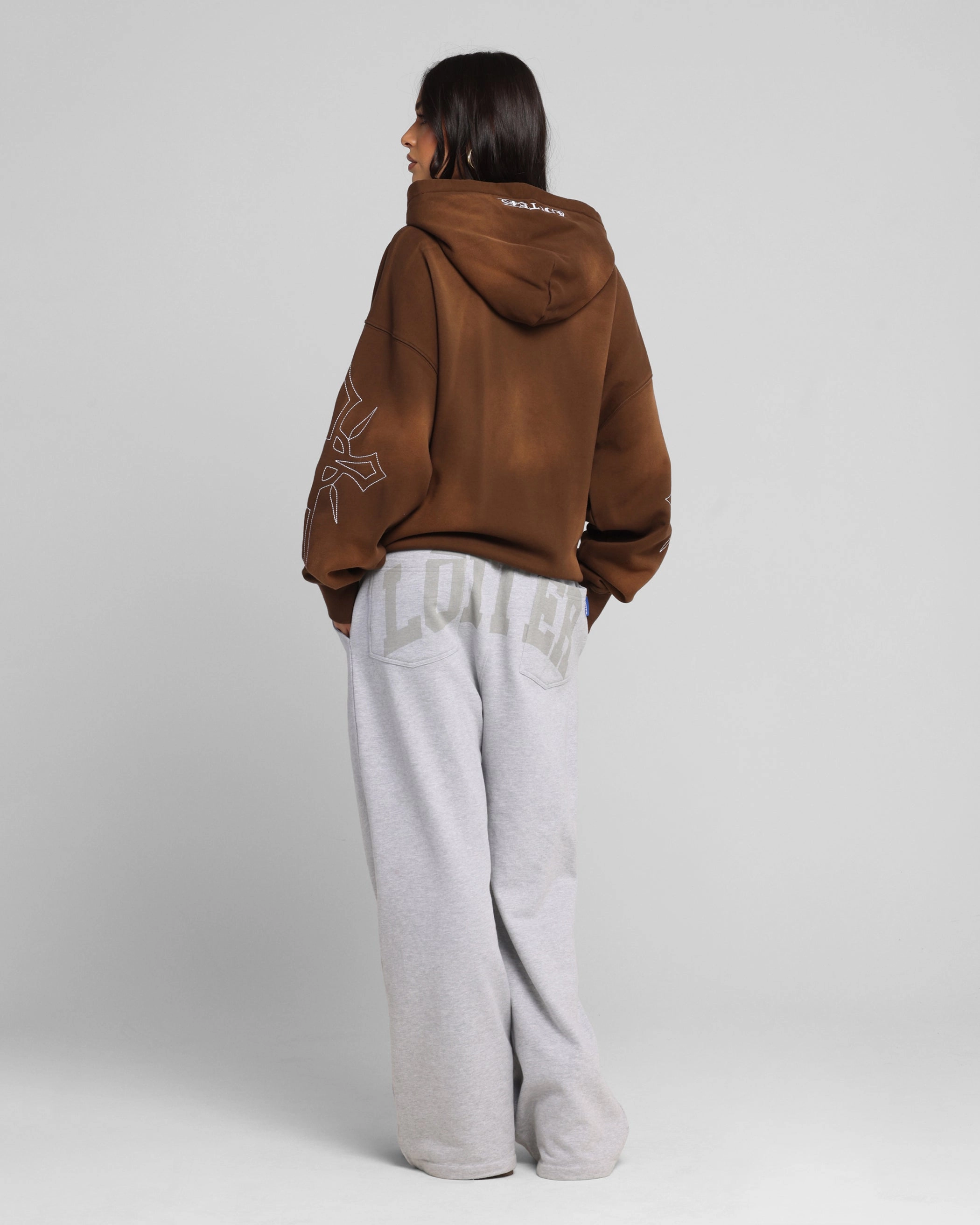 Light Padding Loiter Atmosphere Zip Hoodie Vintage Brown