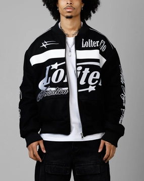 Anti Static Lining Loiter Aviation Bomber Jacket Black