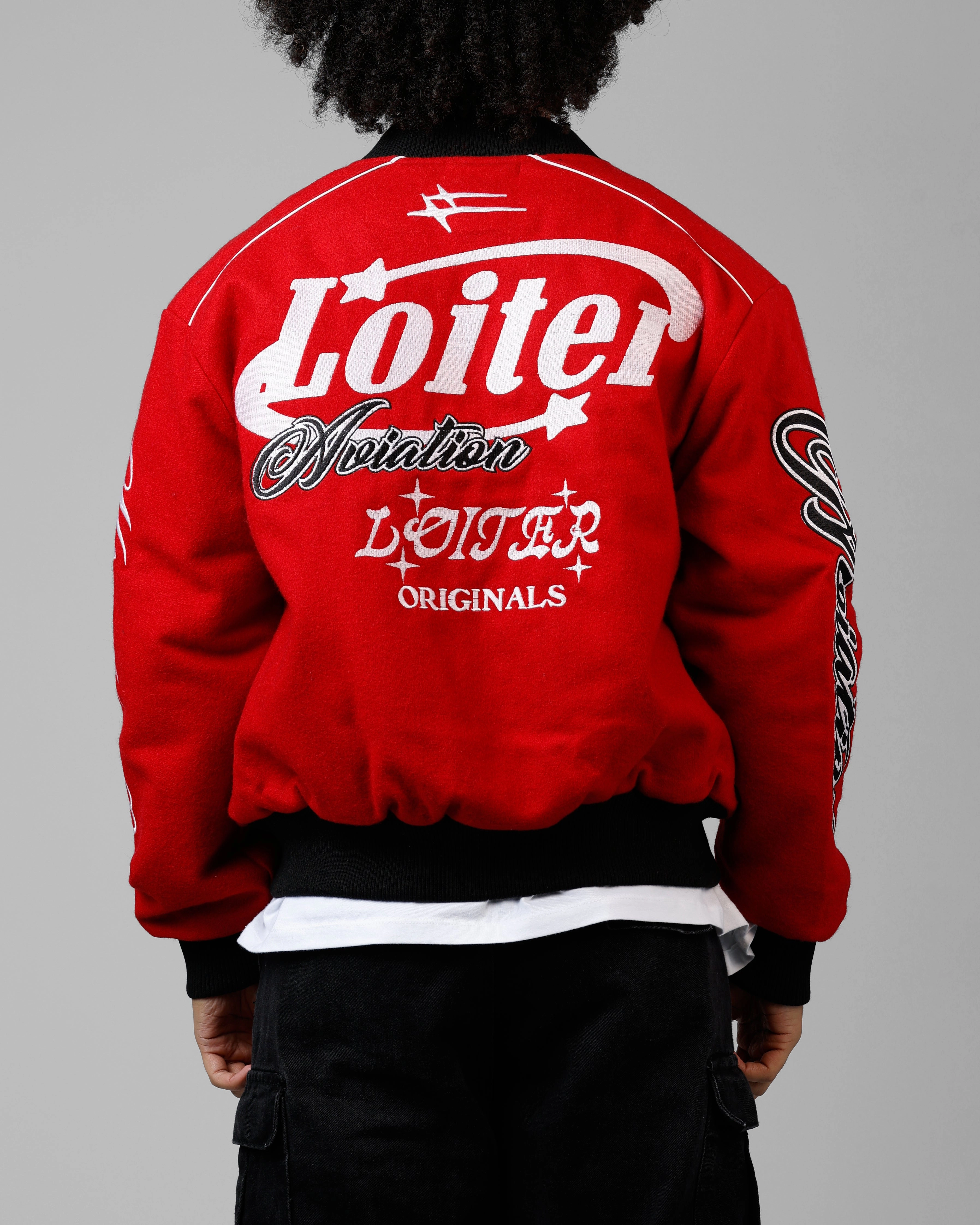 Loiter Aviation Bomber Jacket Red/Black Applaud
