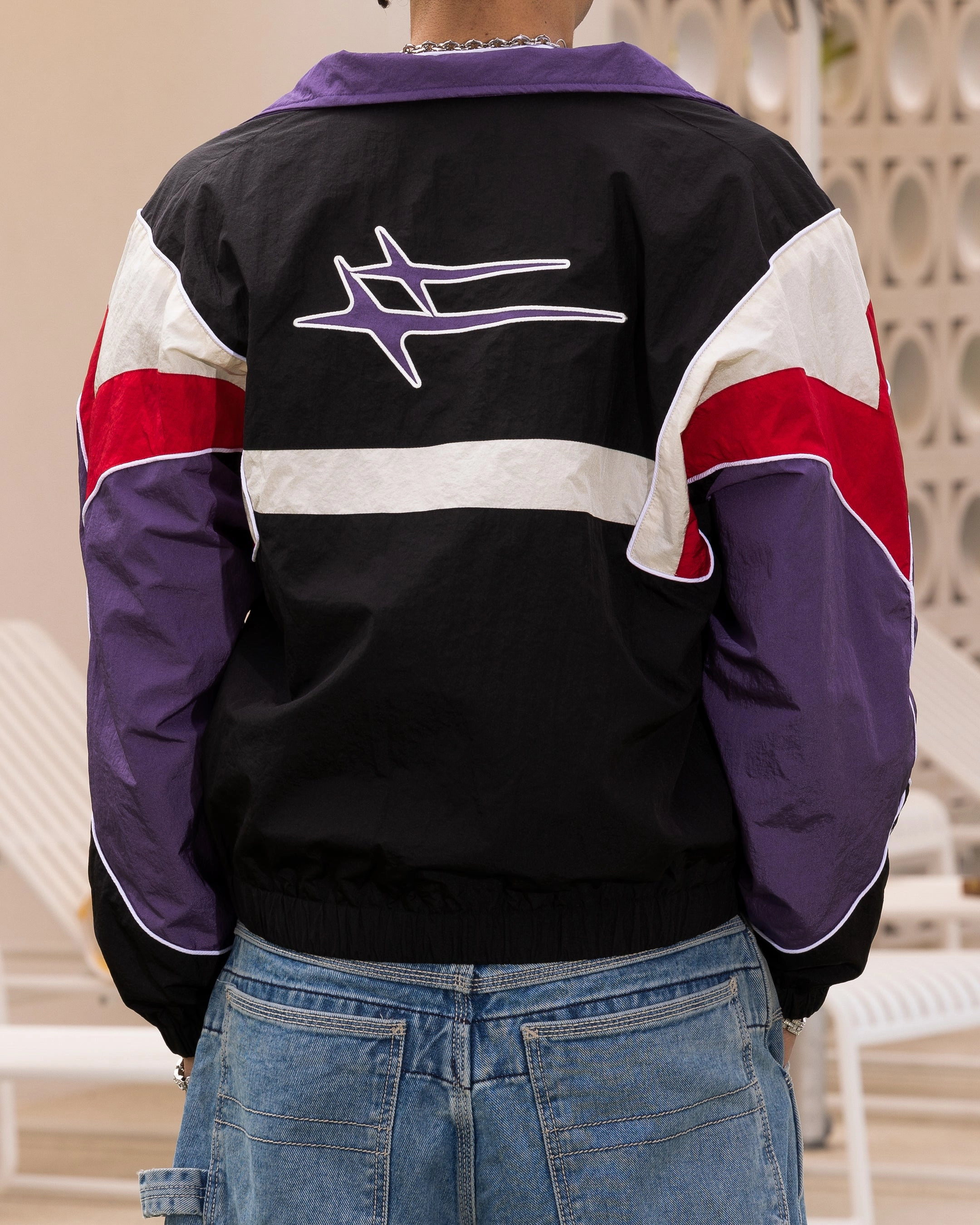 Loiter Axel Track Jacket Black/Purple Ventilated Back