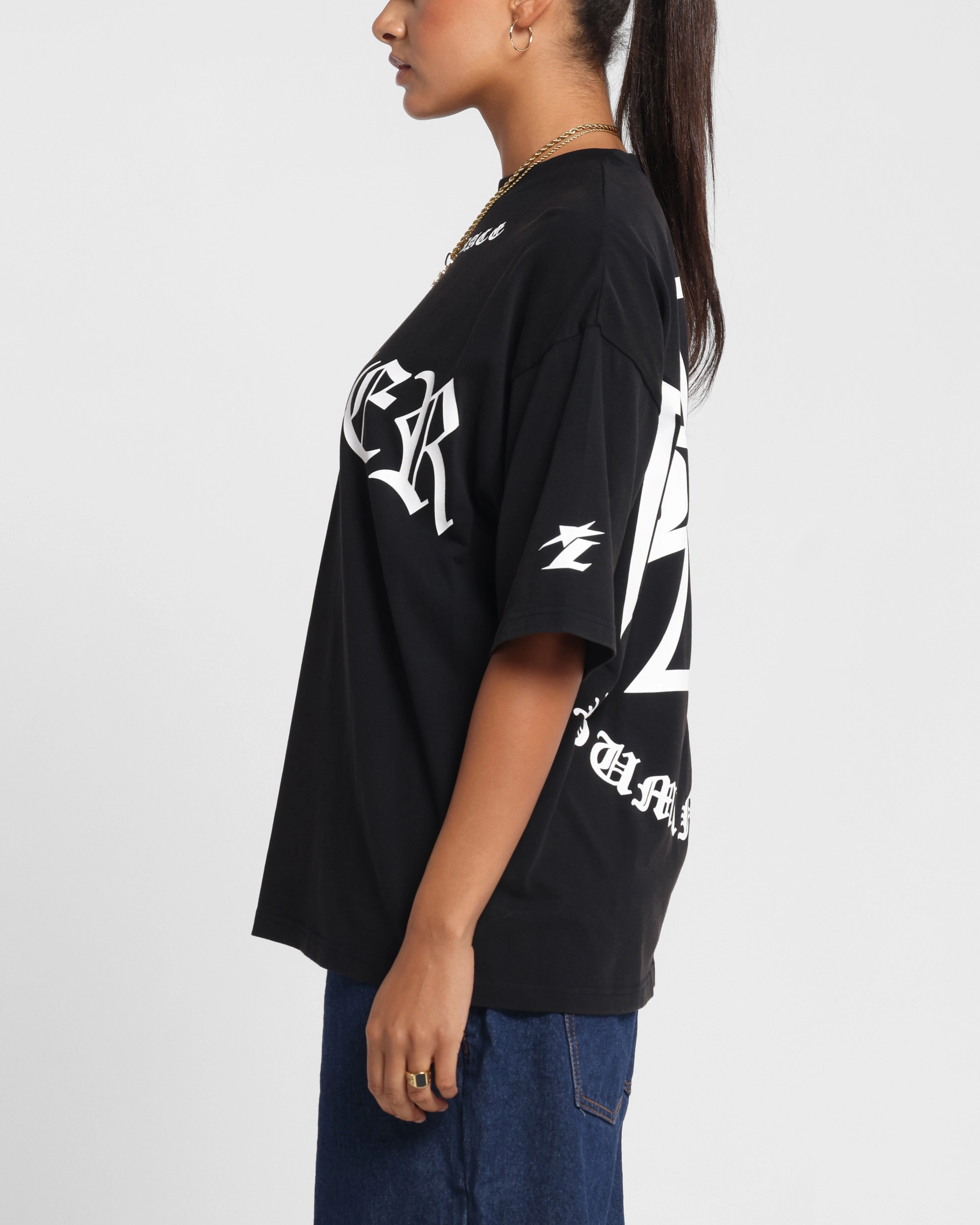 Garment Dyed Technique Loiter Biker Vintage T-Shirt Vintage Black