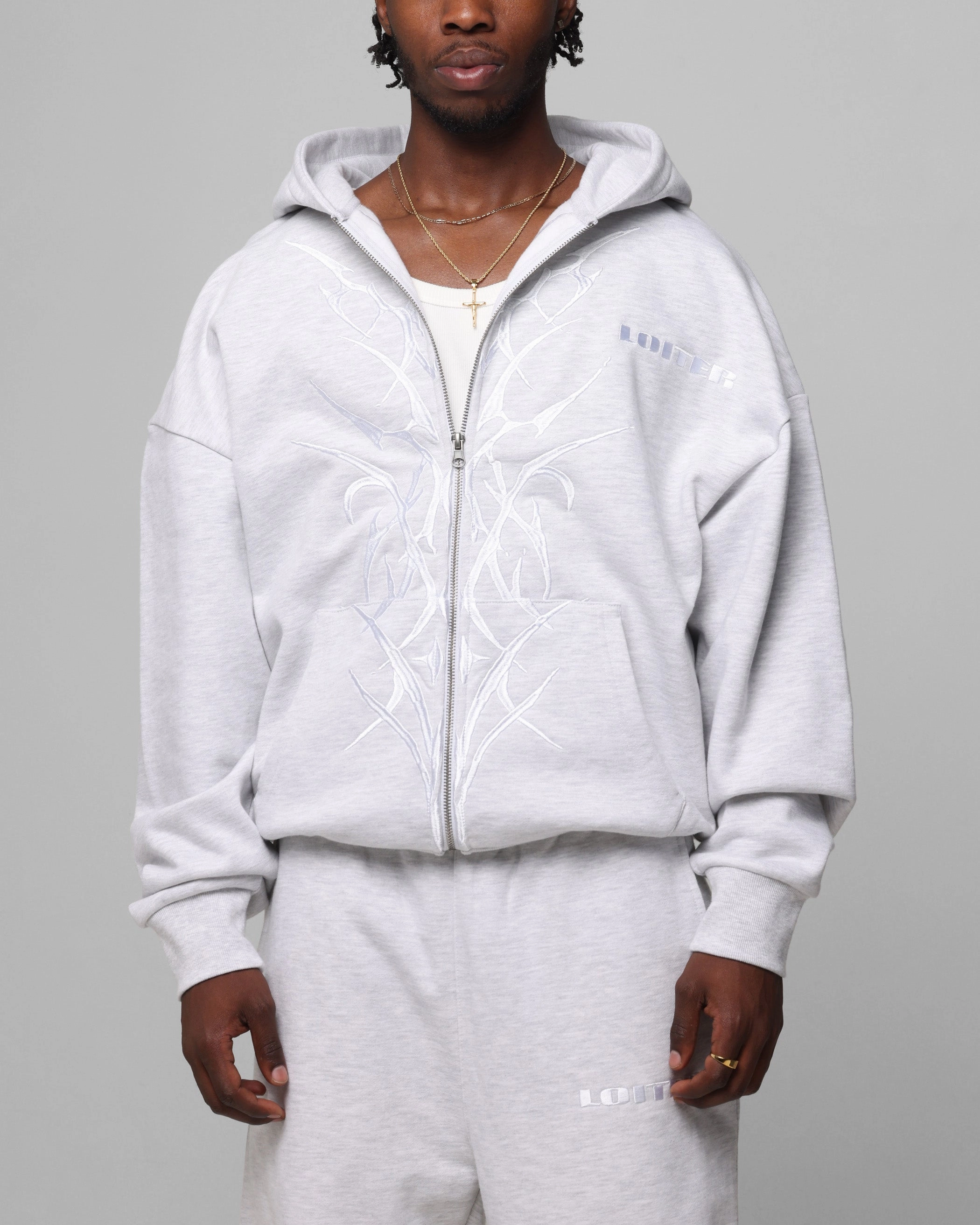 Loiter Blood Born Zip Hoodie Grey Marle Hunting wear