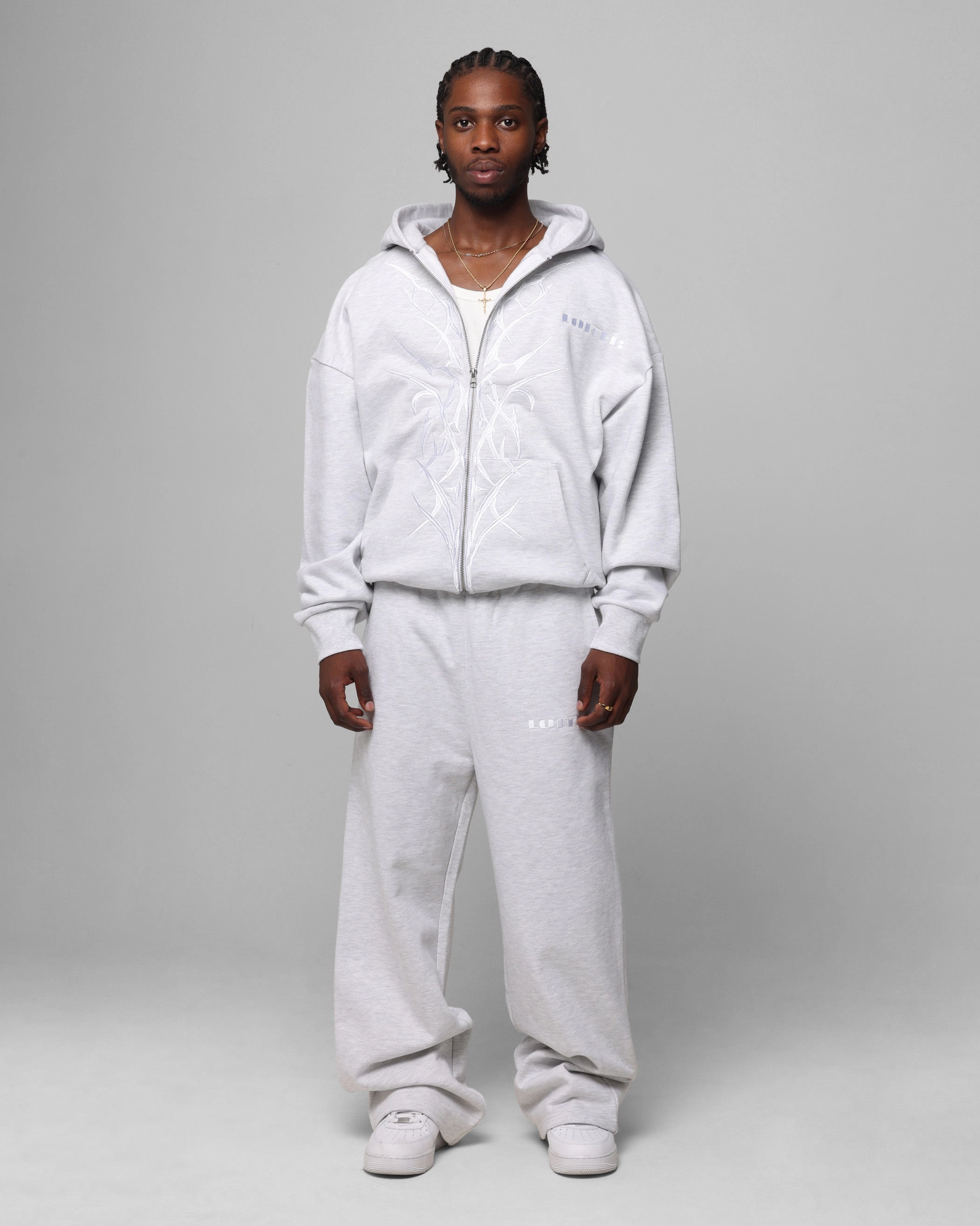 Dual Layered Fabric cleaning outfit Loiter Blood Born Zip Hoodie Grey Marle