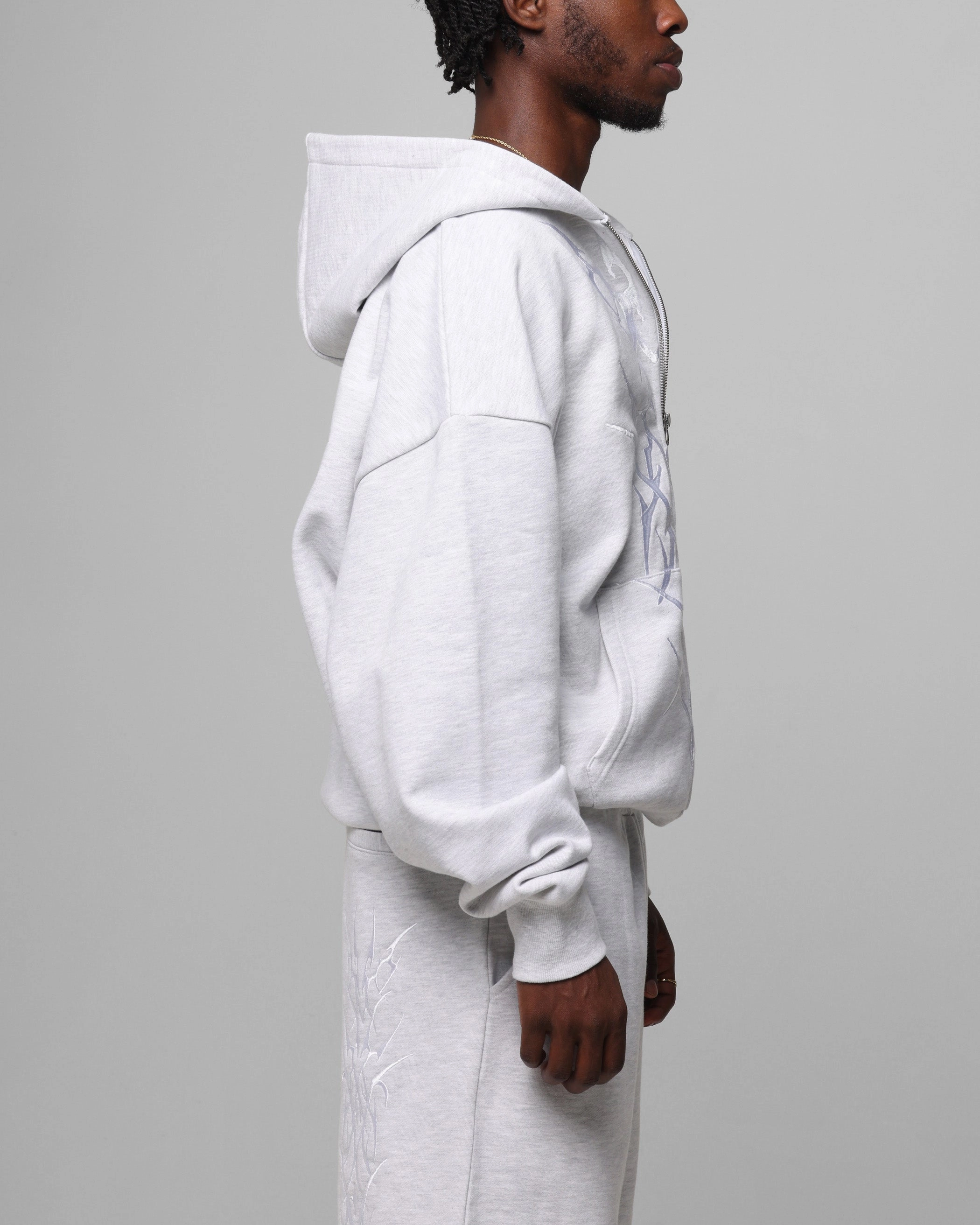 Loiter Blood Born Zip Hoodie Grey Marle Hare like