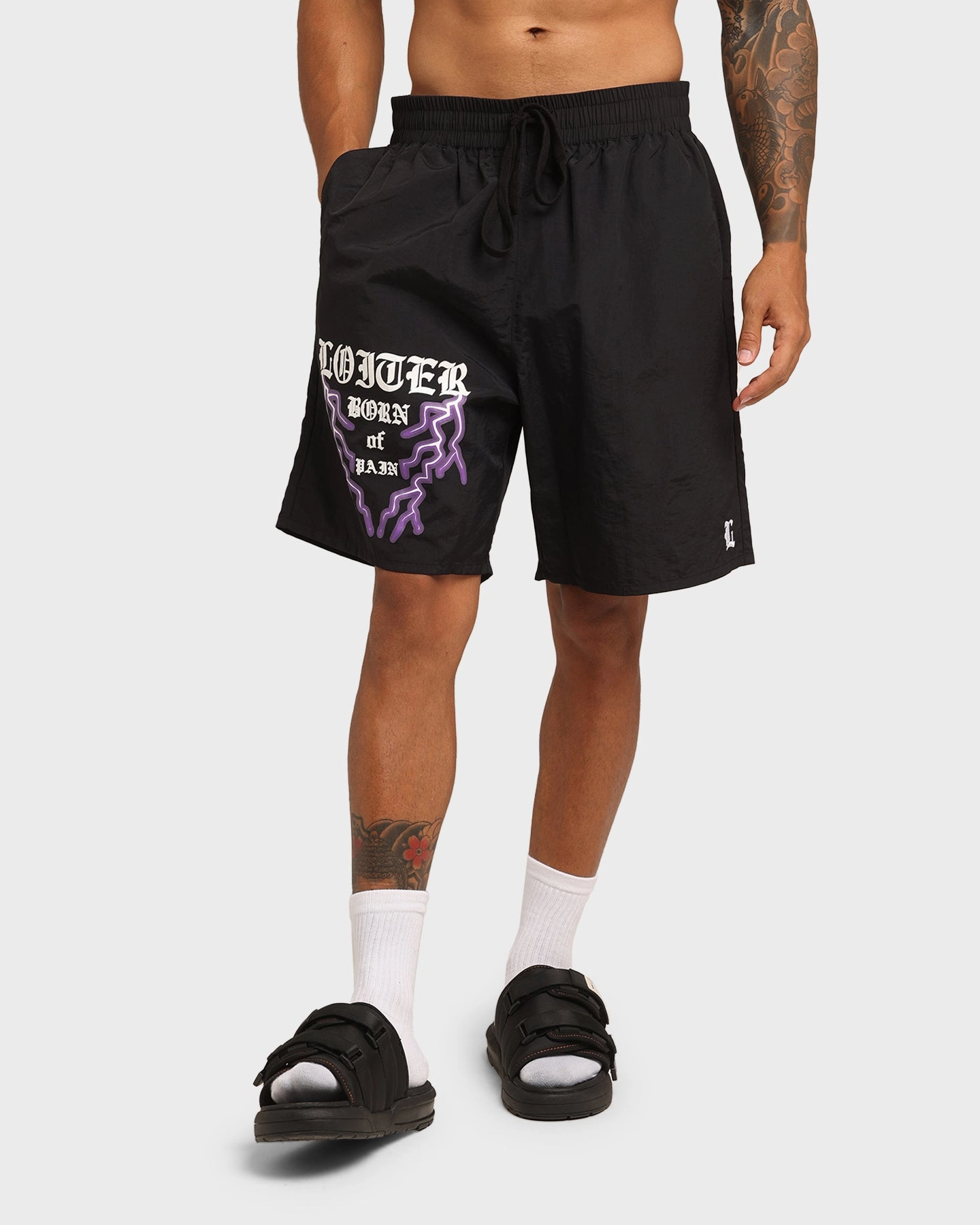 Loiter Born Of Pain Shorts Black UPF Sun Protection