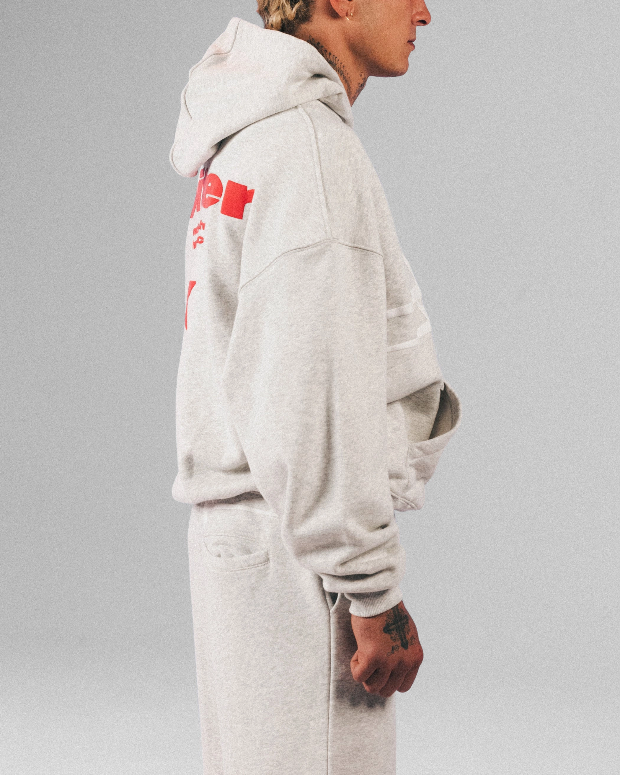Loiter Celestial Full Zip Hoodie Light Grey Marl gardeners