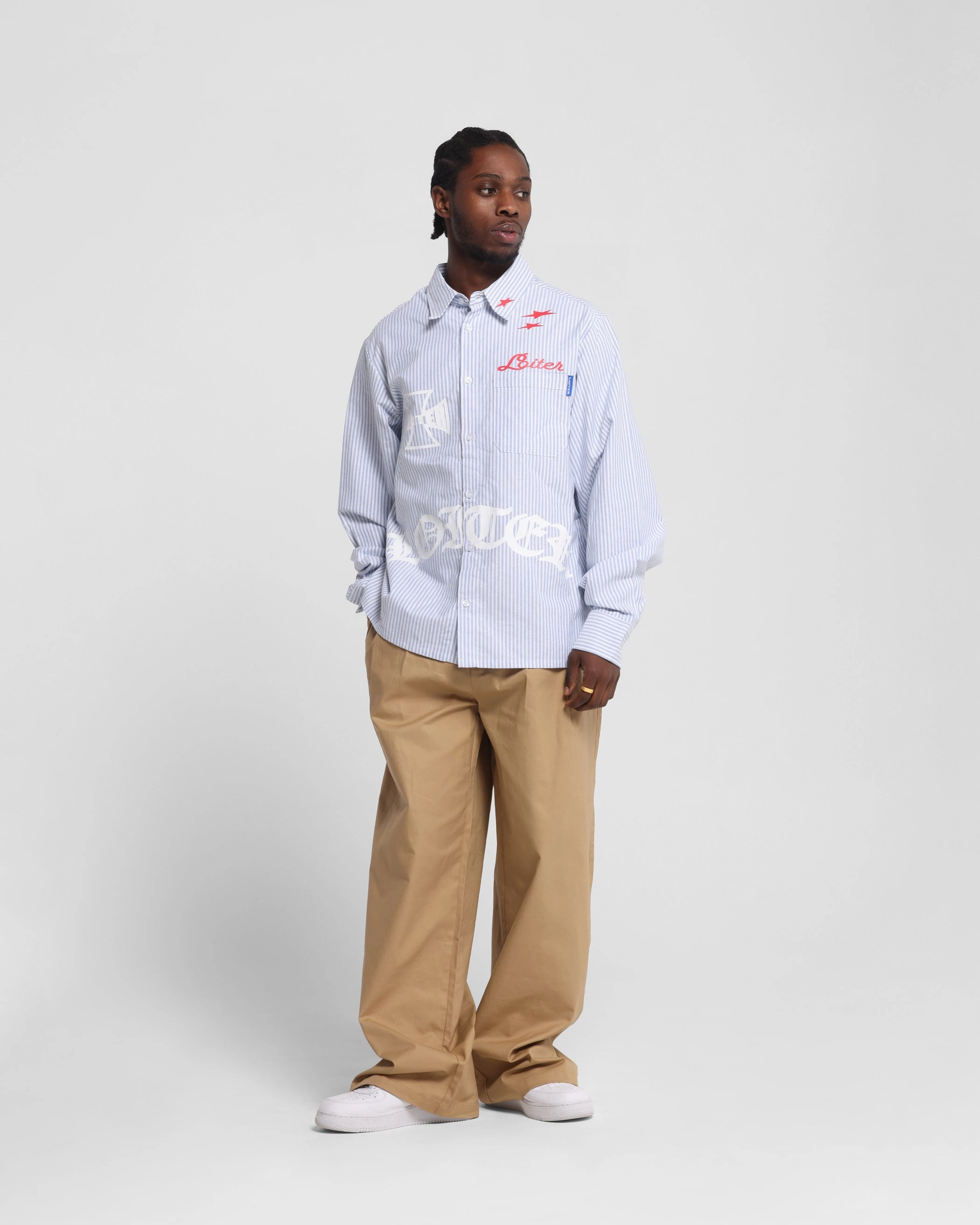 Sweat-Absorbing Lightweight Layers Loiter Chopper Long Sleeve Shirt Blue/White