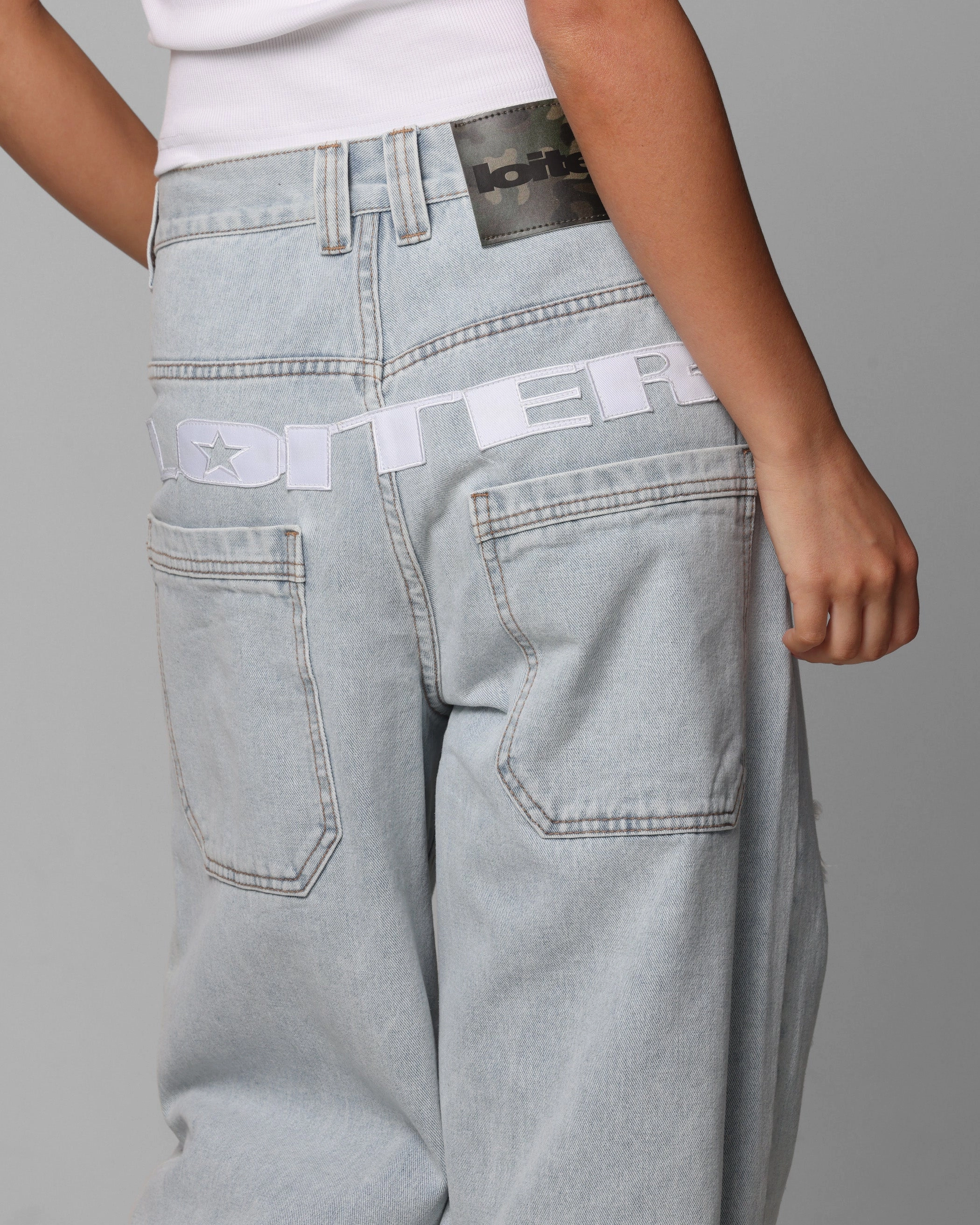 Loiter Collateral Distressed Jeans Denim Camo Non Toxic Textile Certified All Fit Style