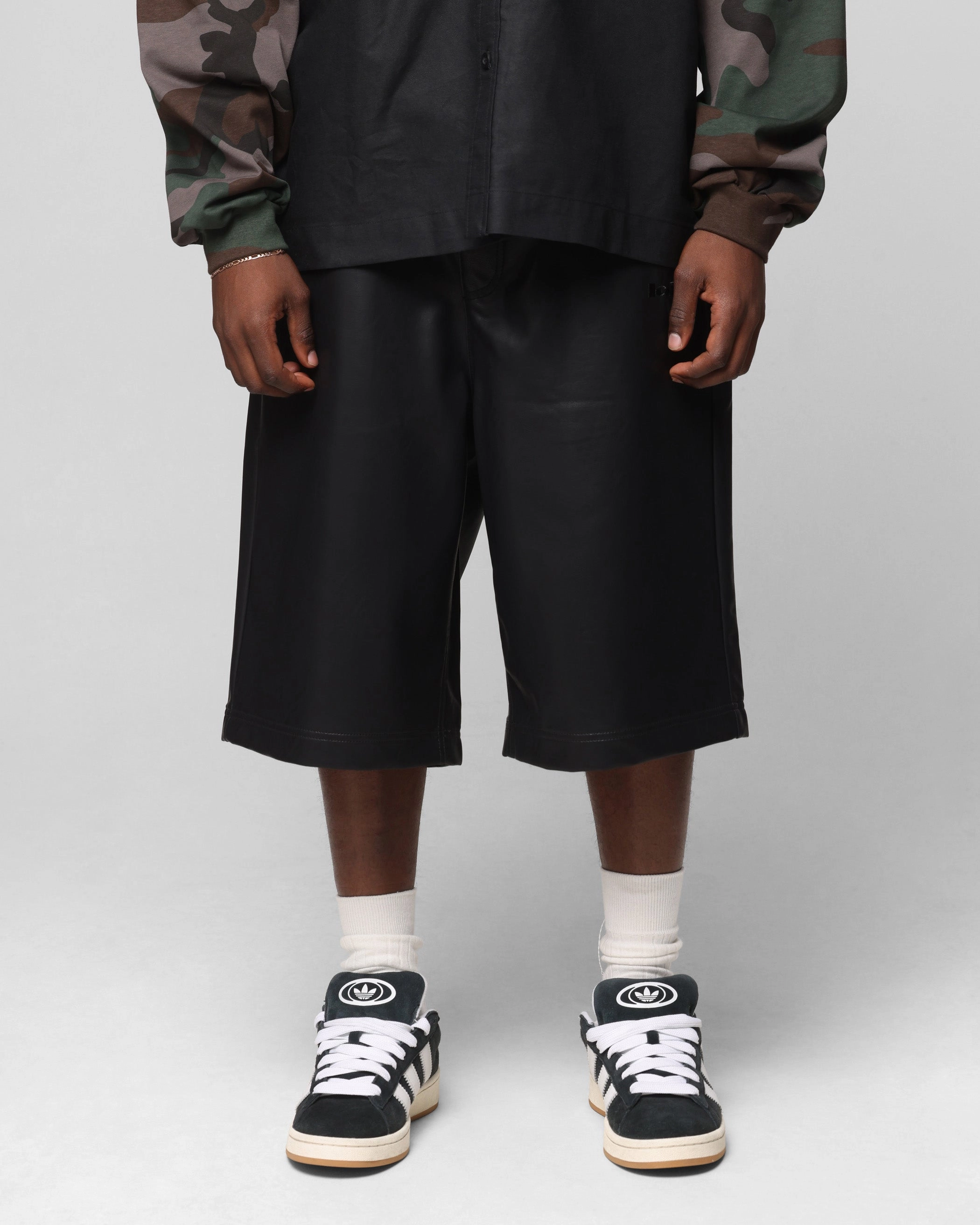 Loiter Collateral PU Leather Jorts Black Padded hips